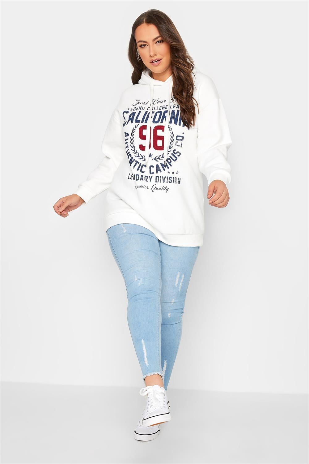 Beyaz baskılı sweatshirt 