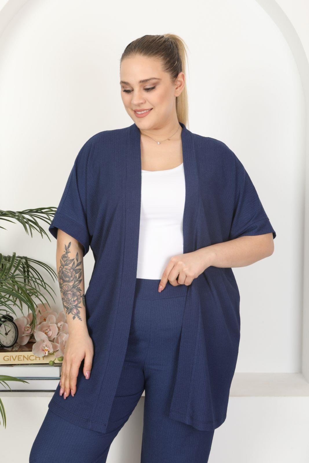 Bürümcük kumaş lacivert hırka 