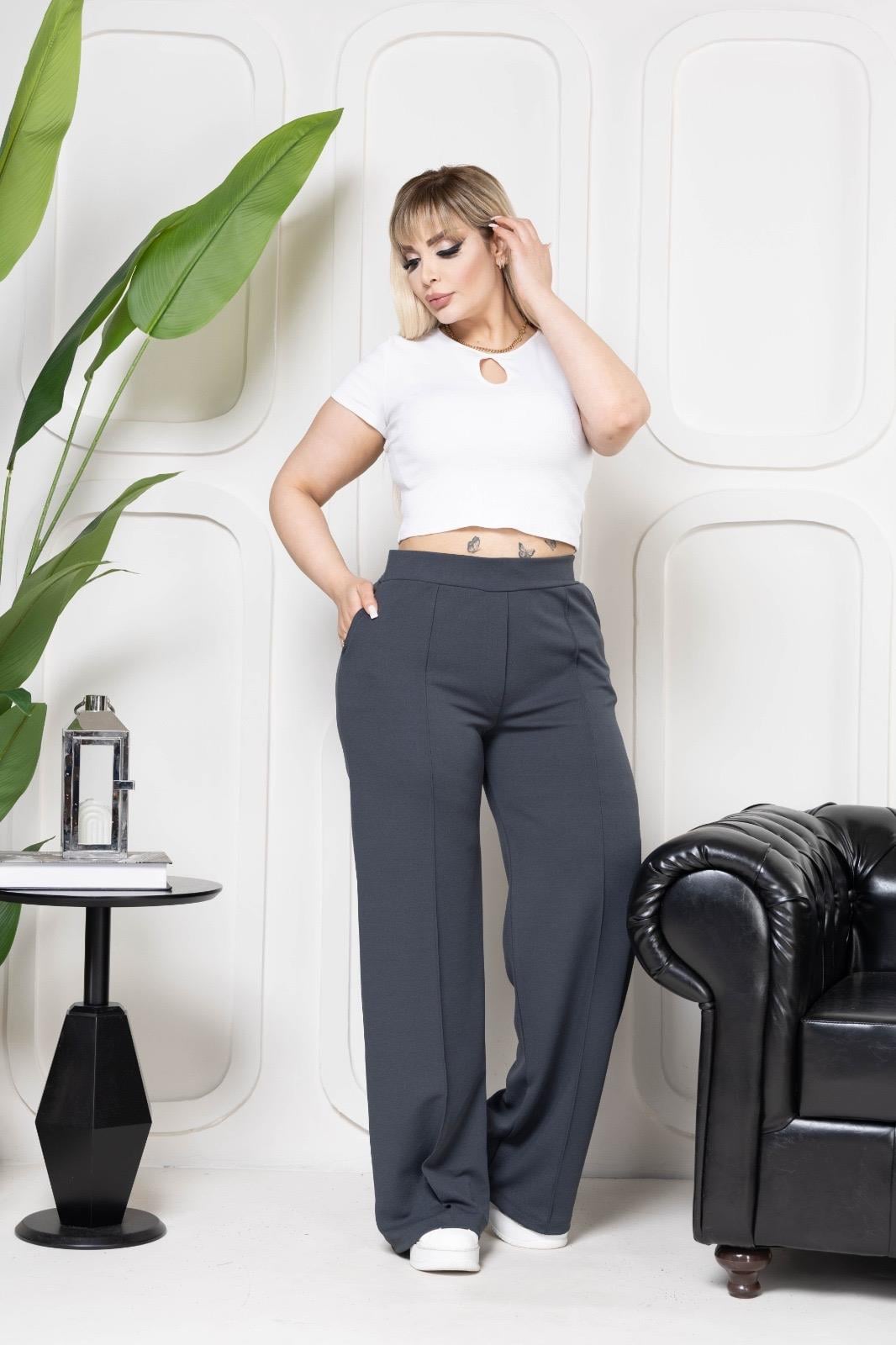 Dikiş detaylı füme salaş pantolon 