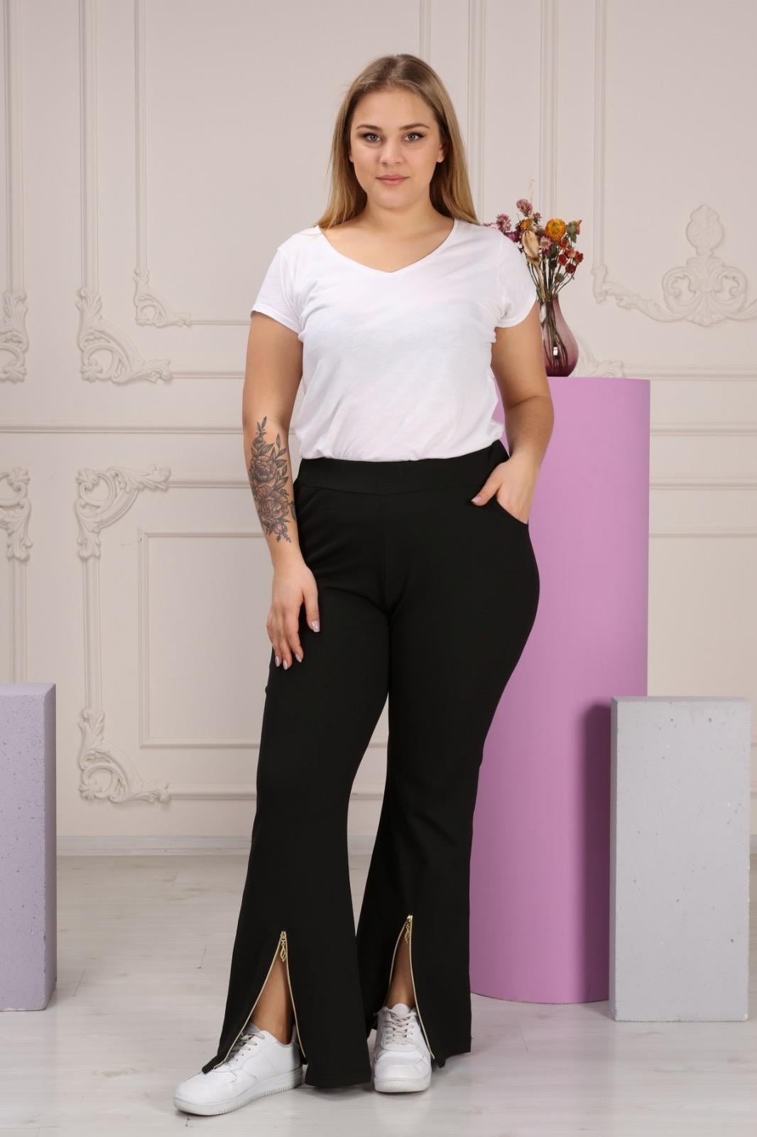 Fermuar detaylı Çelik kumaş pantolon 