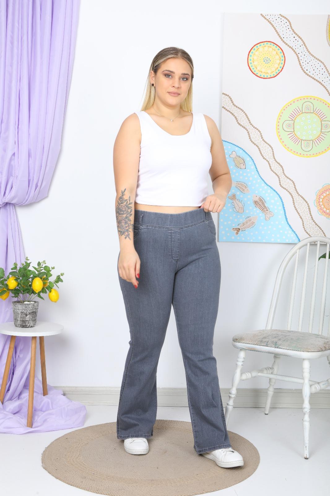 Gri ispanyol paça kot pantolon