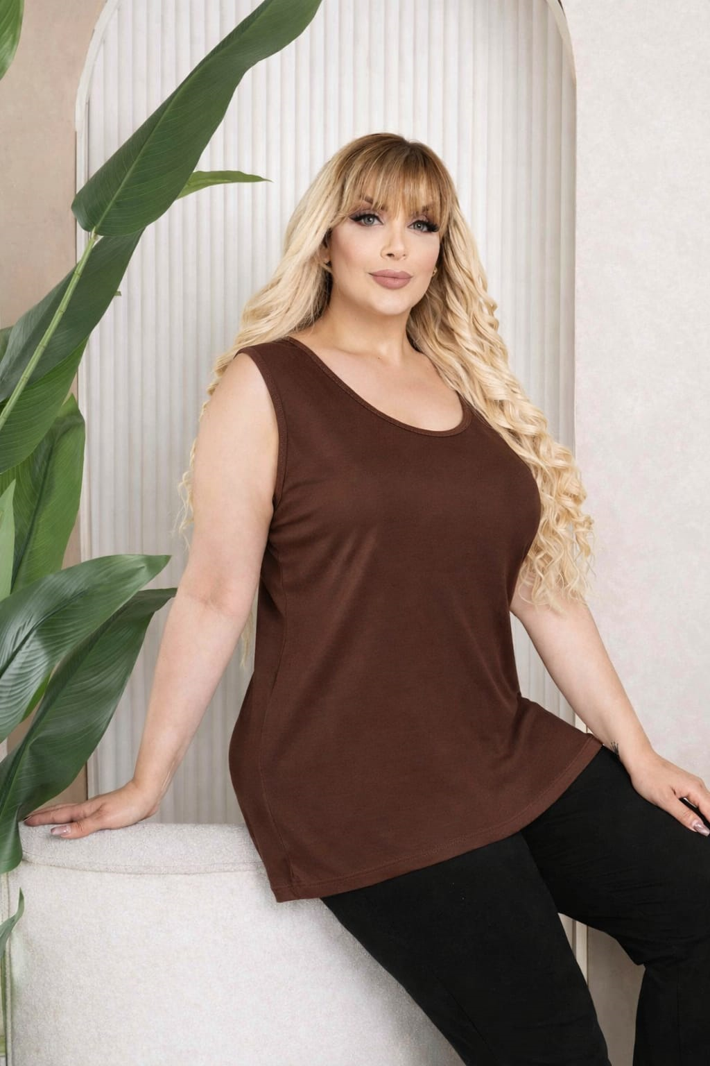 Kahverengi atlet bluz 