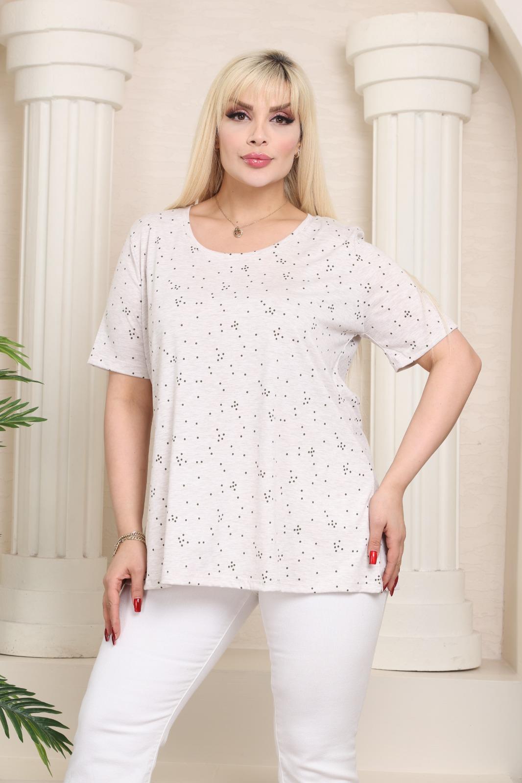 Krem renk puantiyeli tişört 