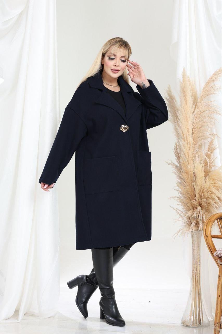 Lacivert ince kaşe mont 