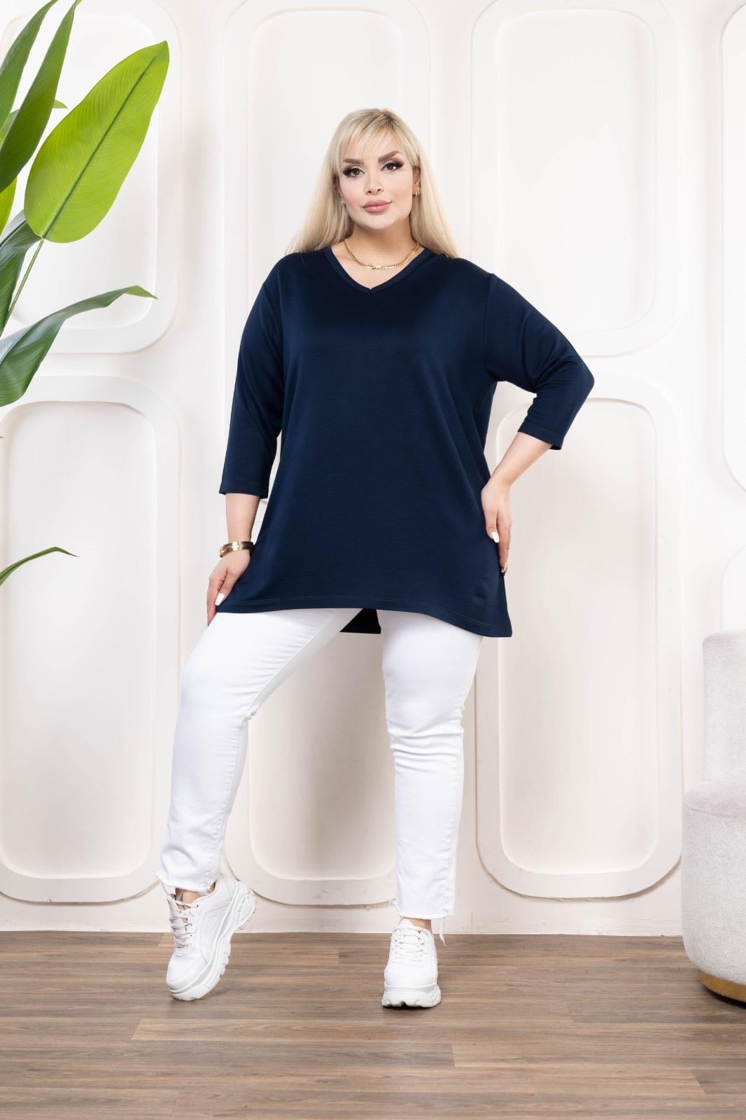 Lacivert truvakar kol bluz