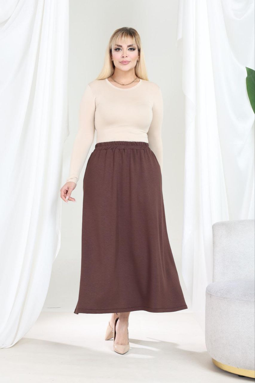 Modal kumaş kahverengi etek 
