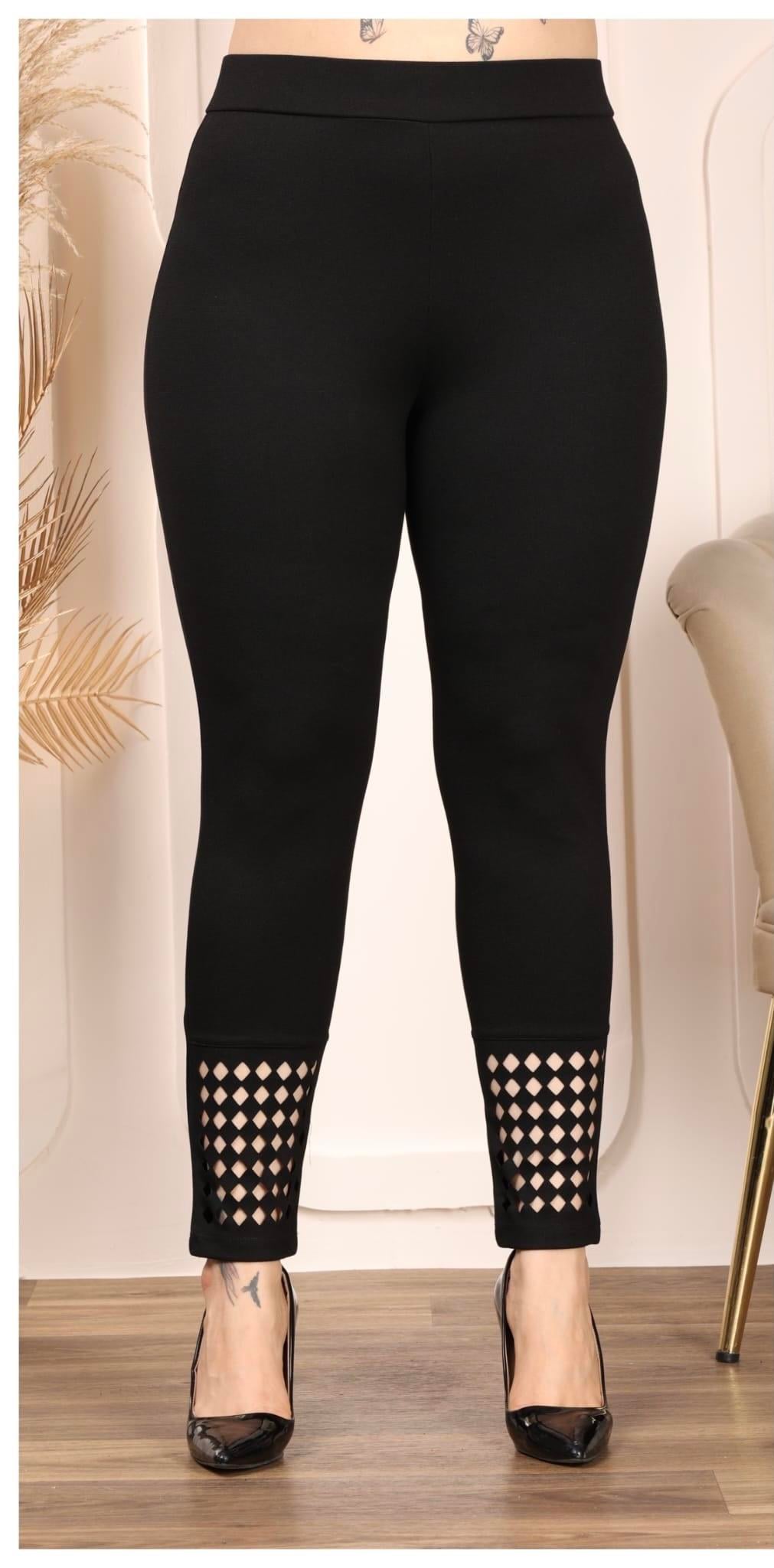 Paça detaylı beli lastikli tayt