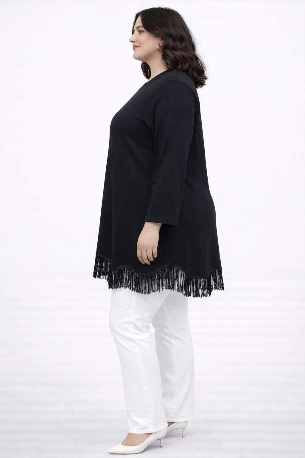 Püskül detaylı tunik bluz