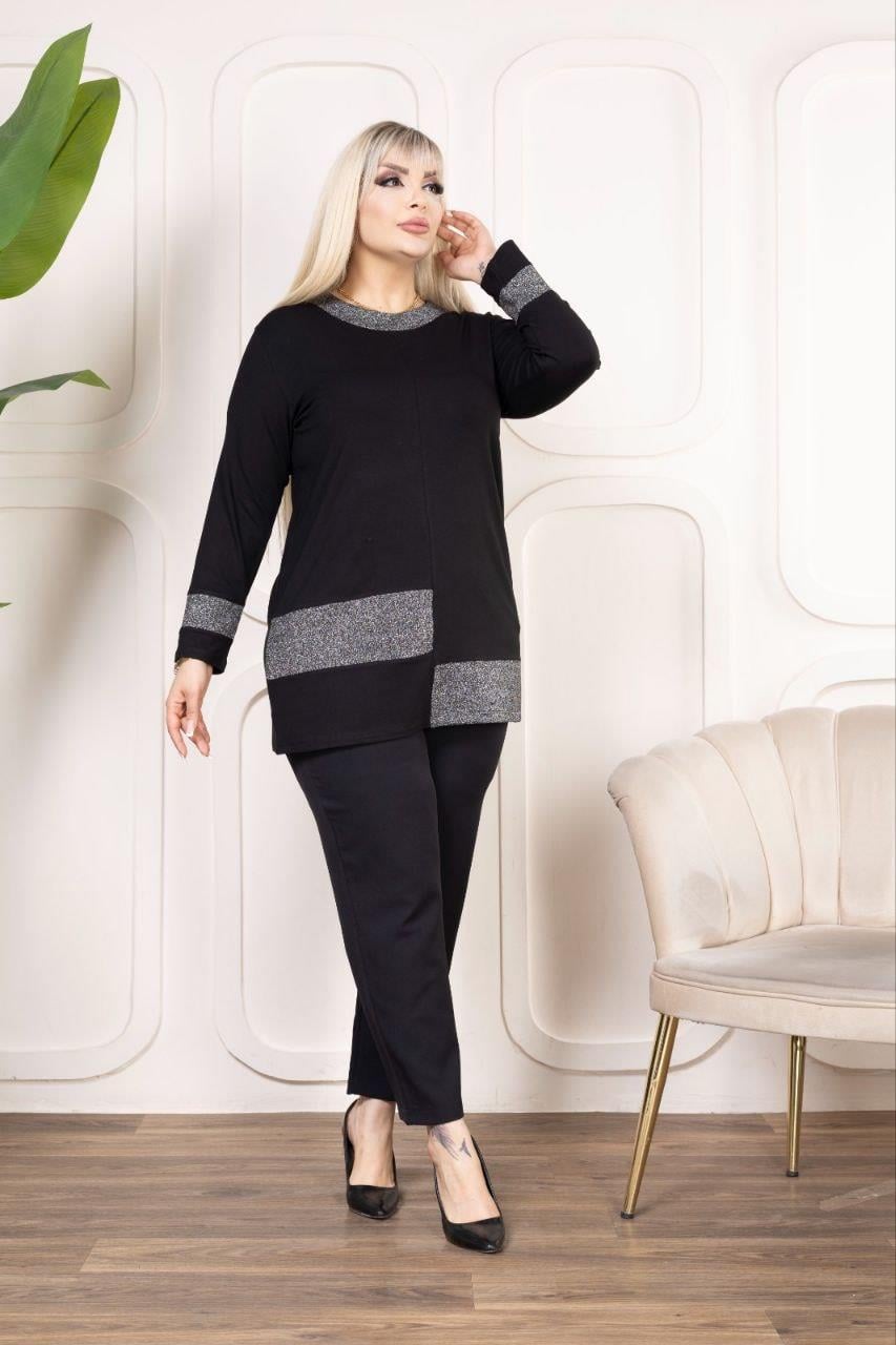 Sim detaylı uzun kollu bluz 