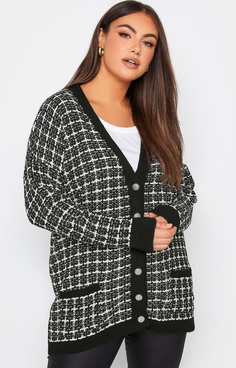 Siyah beyaz triko hırka 