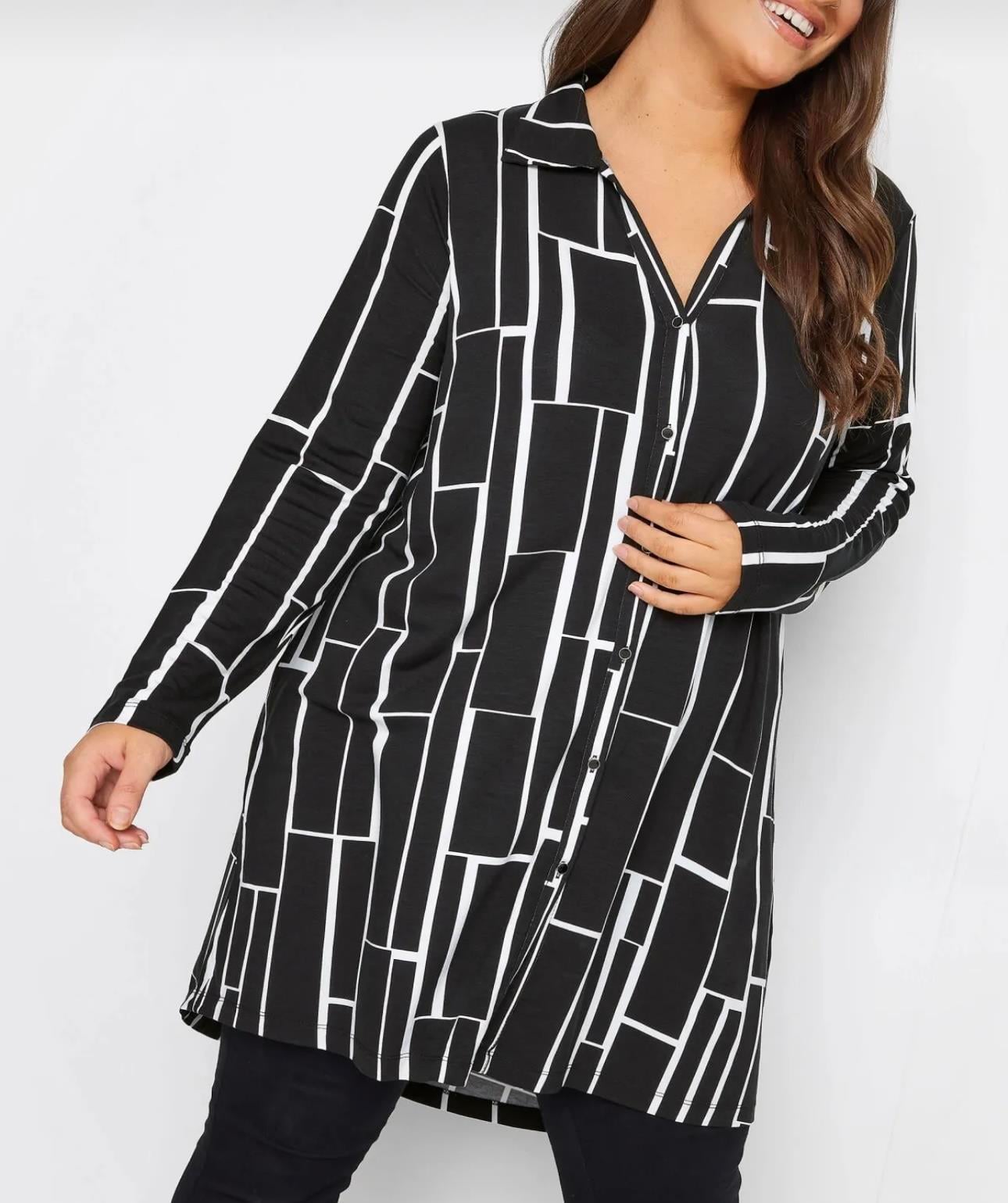 Siyah beyaz uzun gömlek 