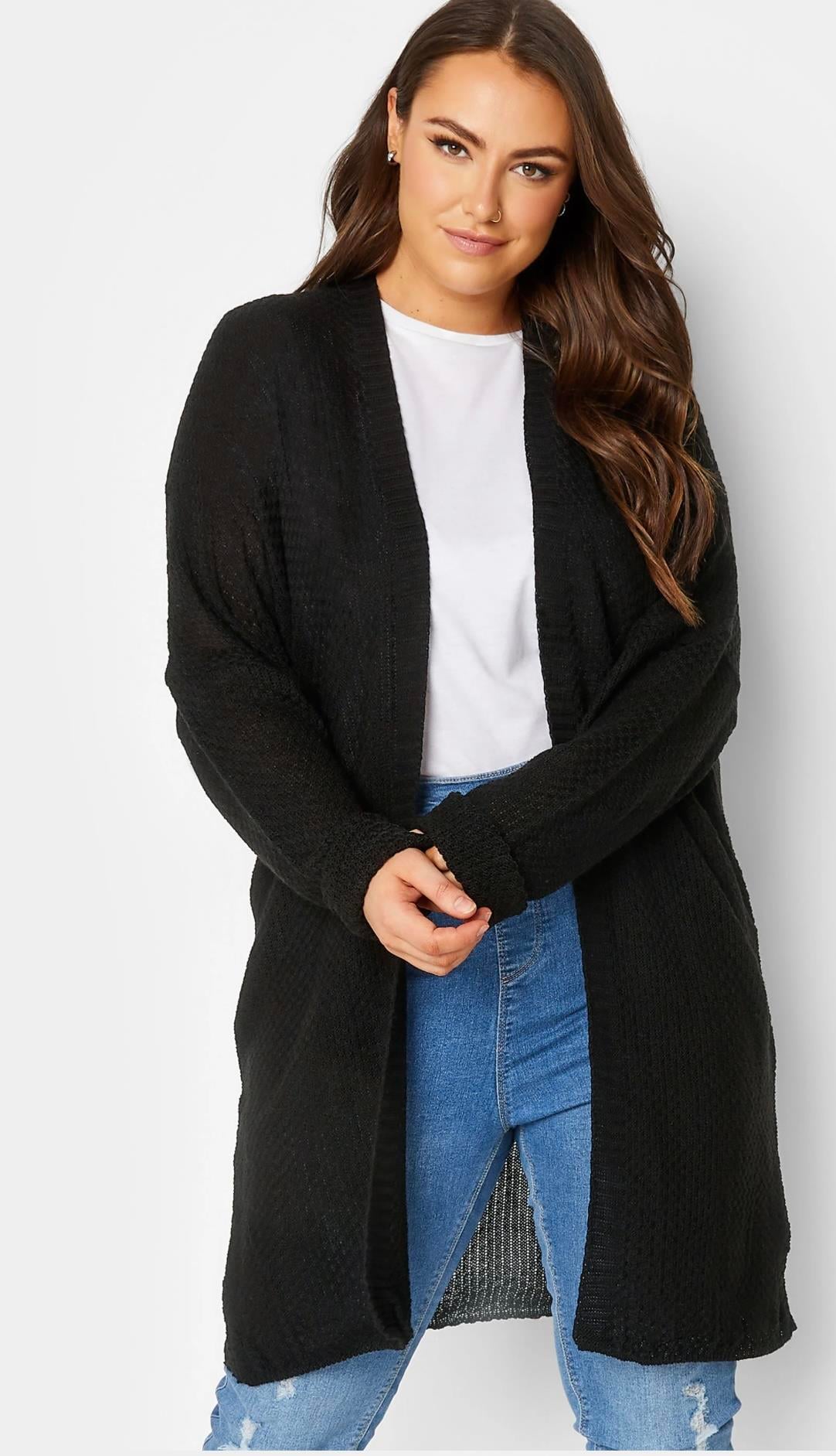 Siyah ince triko uzun hırka