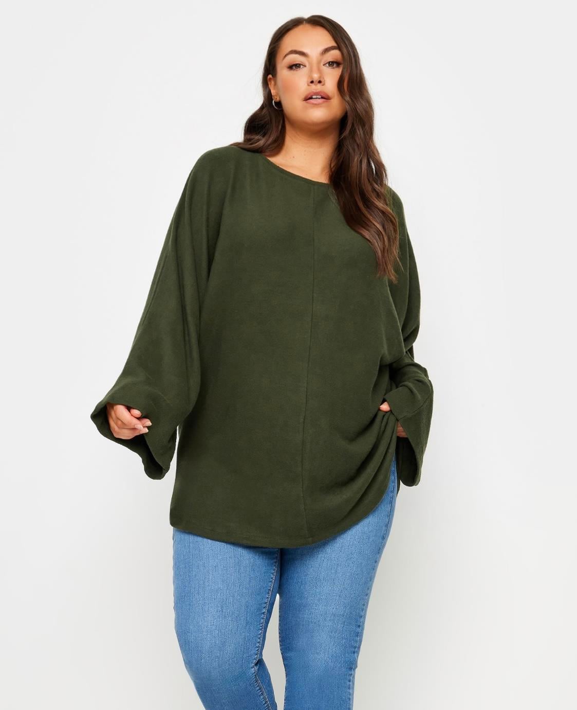 Yeşil polar salaş kazak 