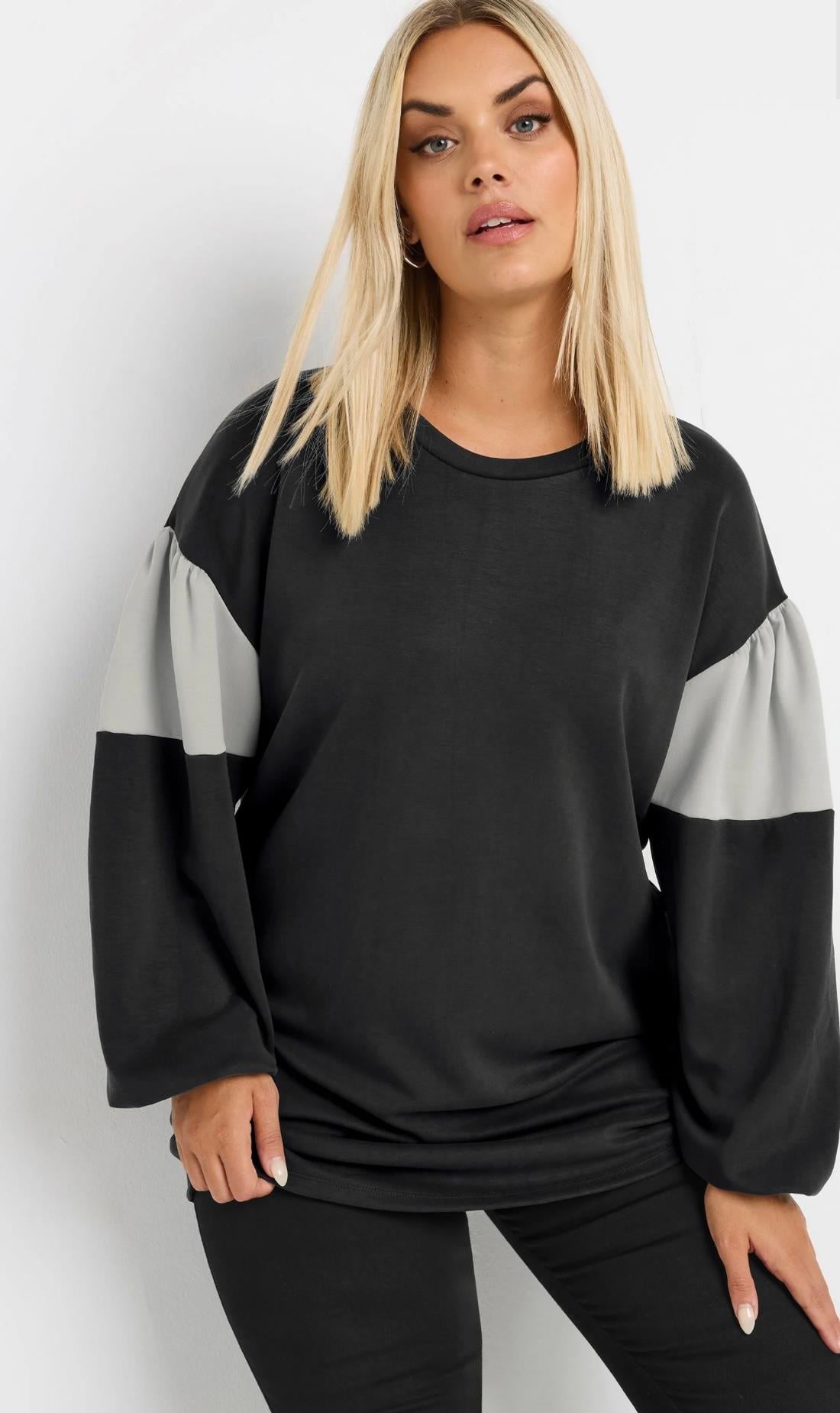 Balon kollu sweat bluz