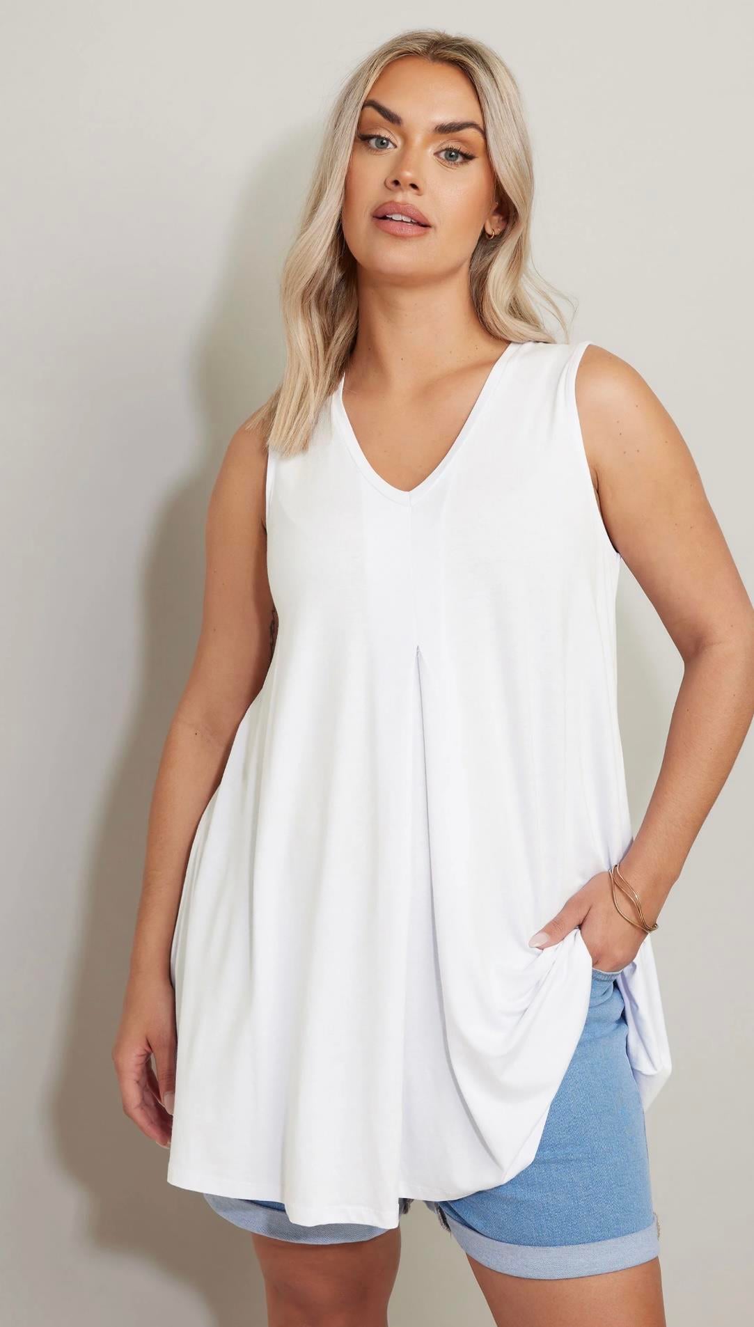 Beyaz askılı önü pileli bluz 