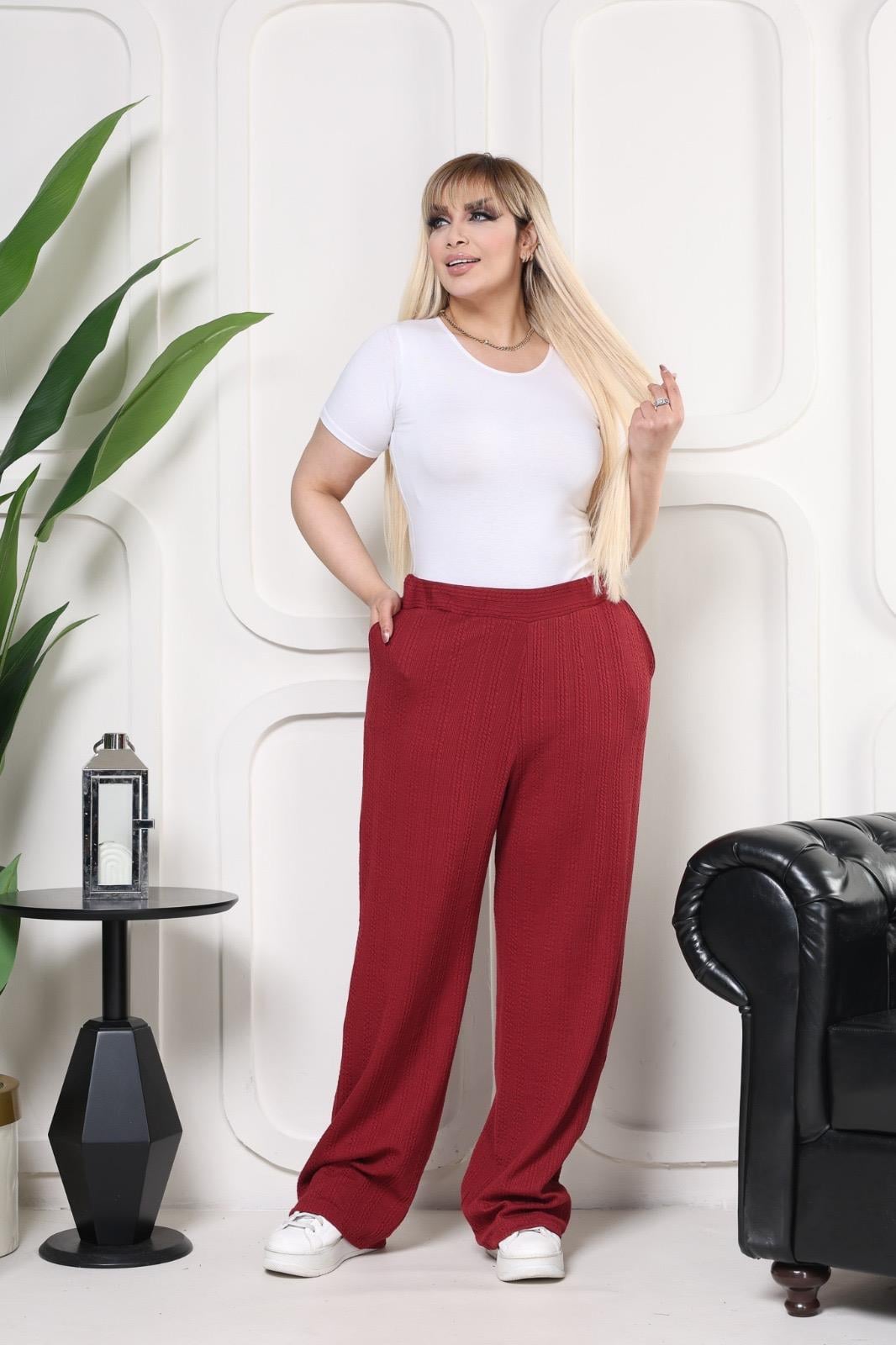 Bordo burgu bürümcük pantolon 