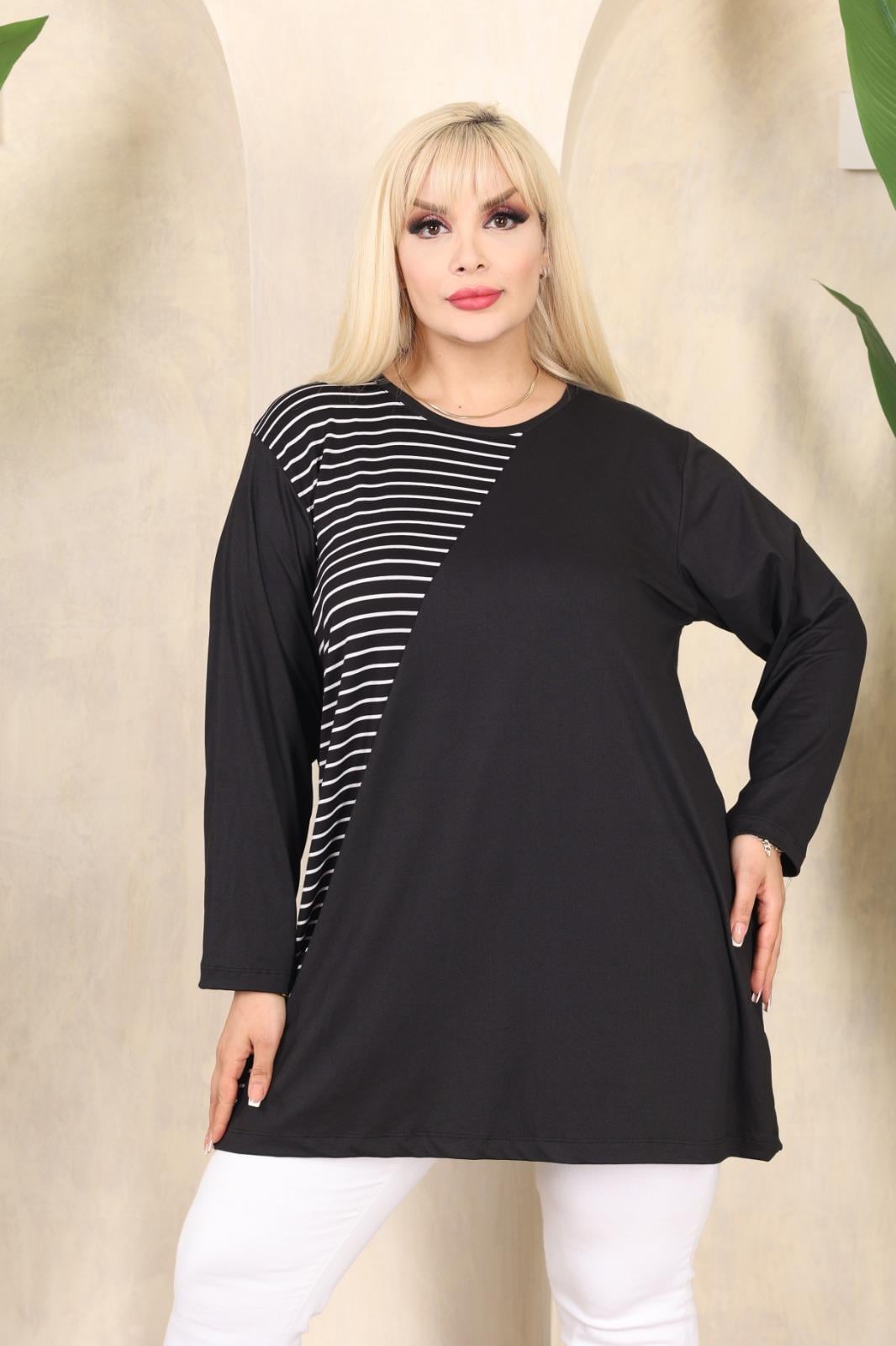 Çizgi detaylı bluz 