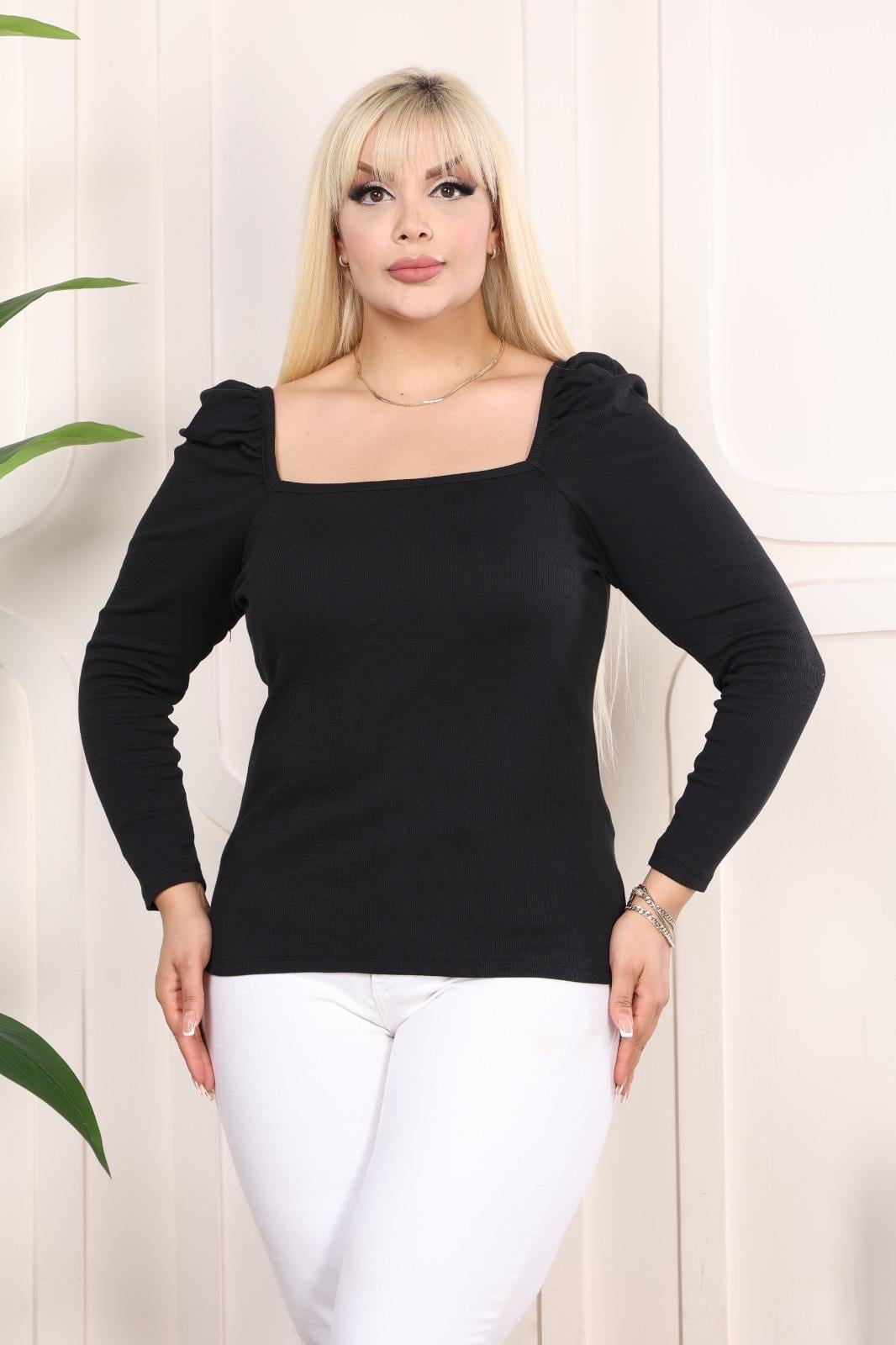 Fitilli kumaş omuz detaylı bluz 