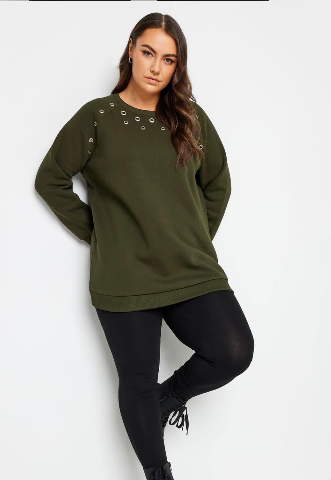 Haki yeşil halka detaylı sweat 