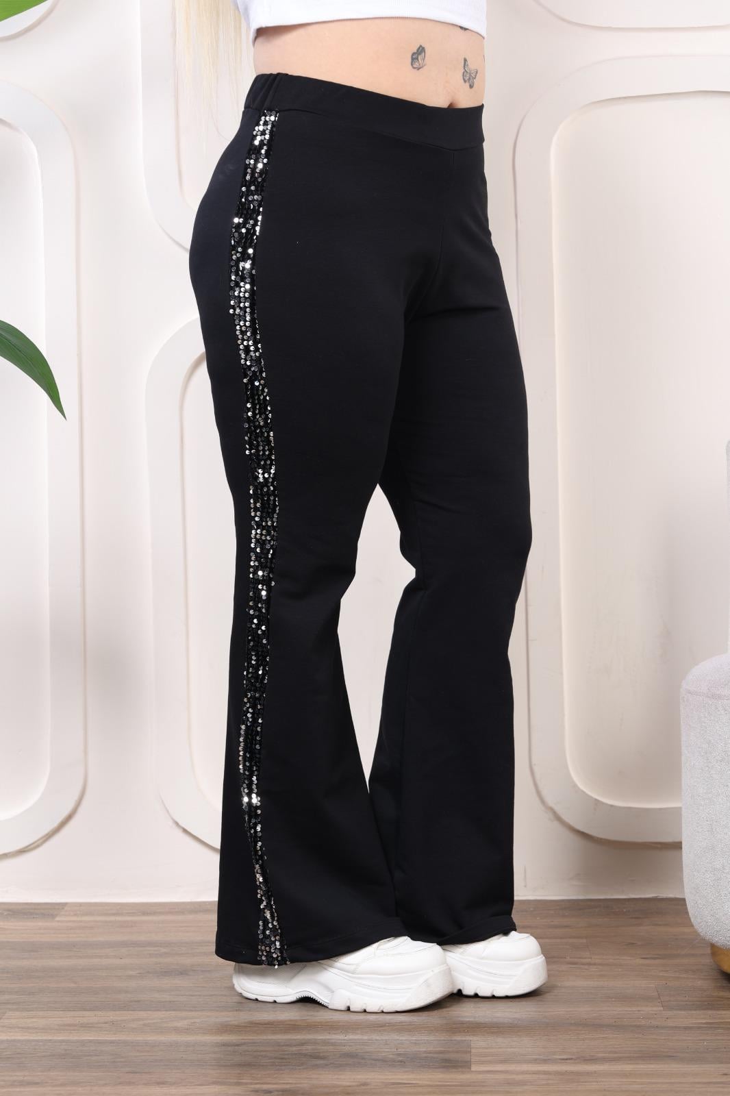 İspanyol paça gümüş payetli eşofman altı