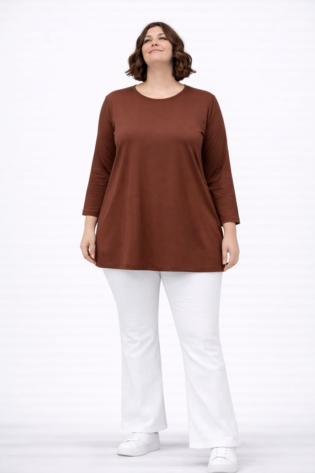 Kahverengi uzun kol bluz 