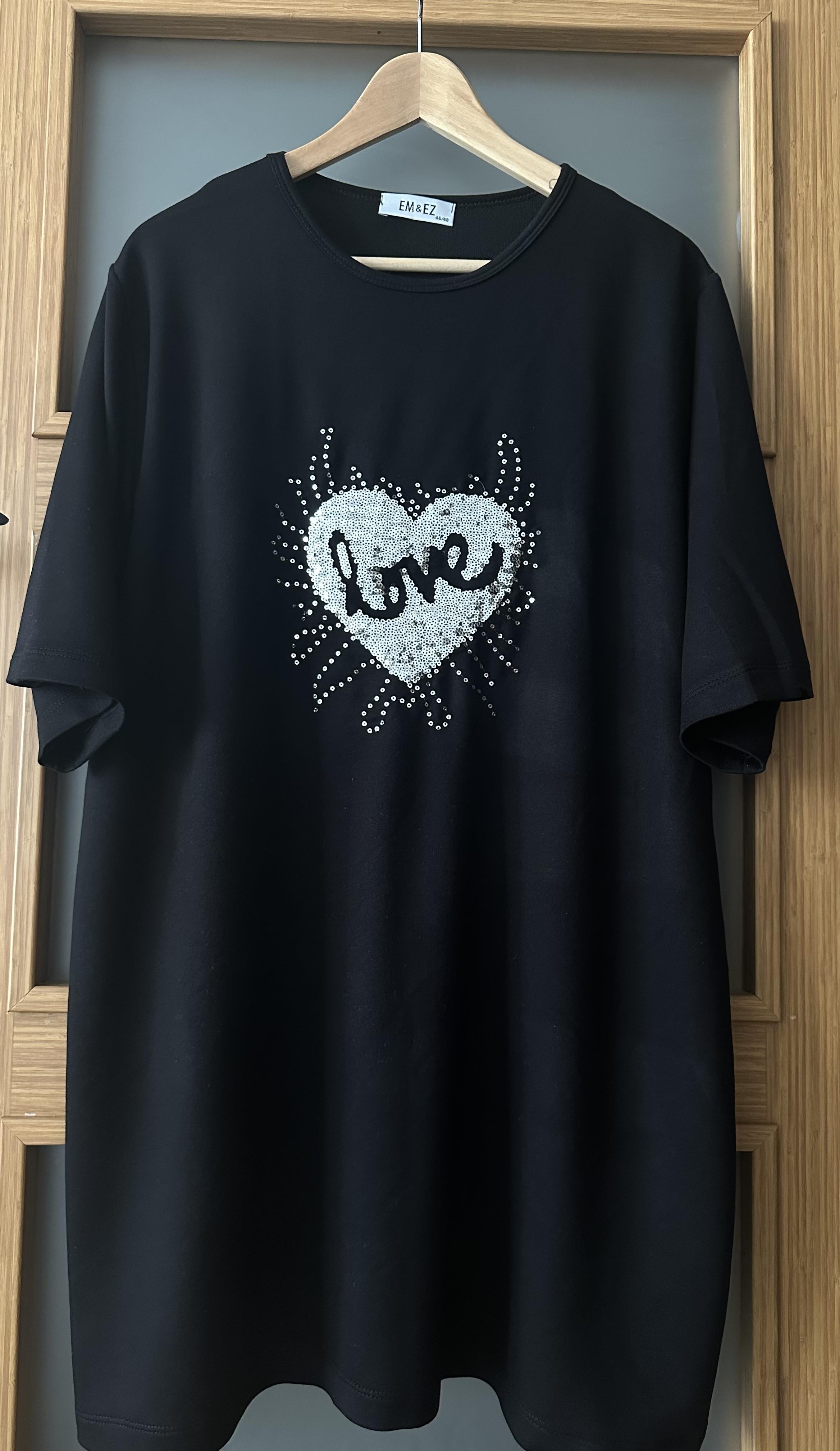 Kalp payet detaylı bluz 