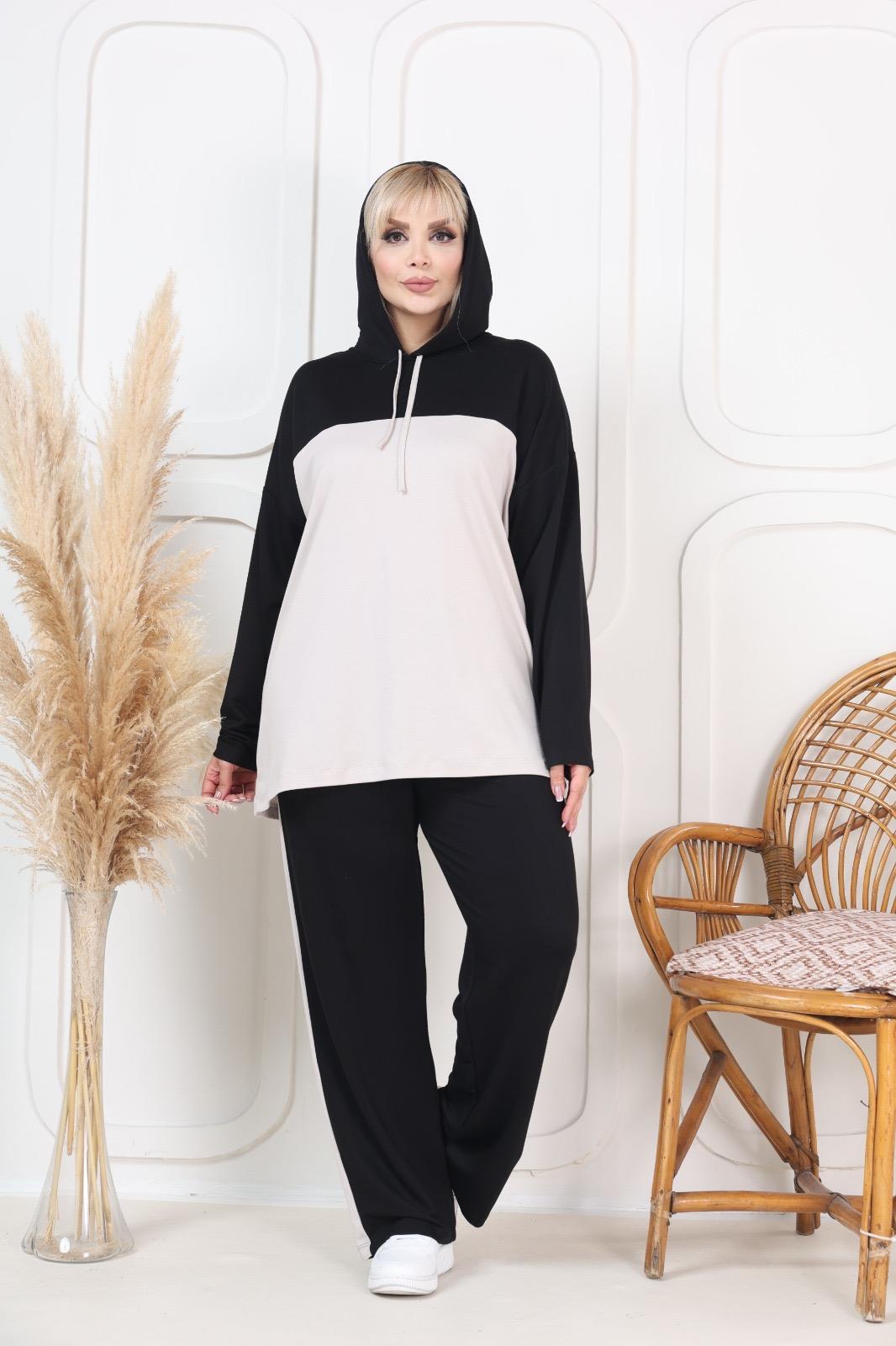 Krem renkli sweat ve salaş eşofman altı