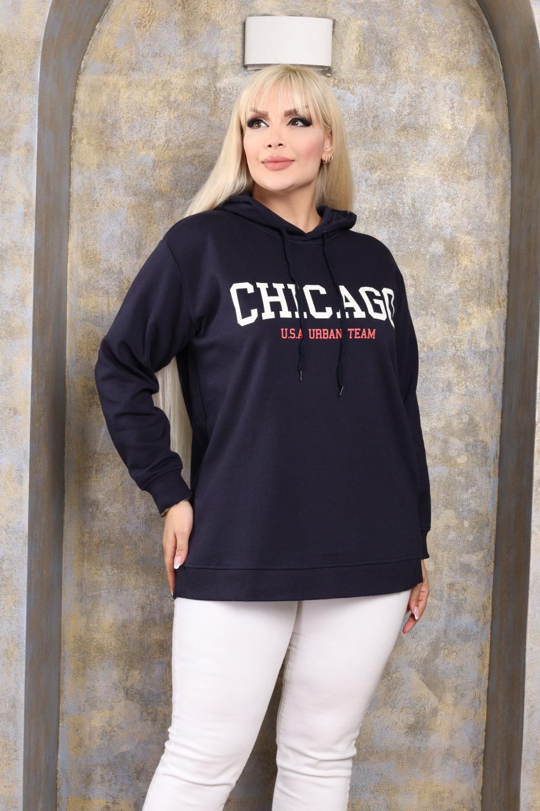 Lacivert baskılı sweatshirt