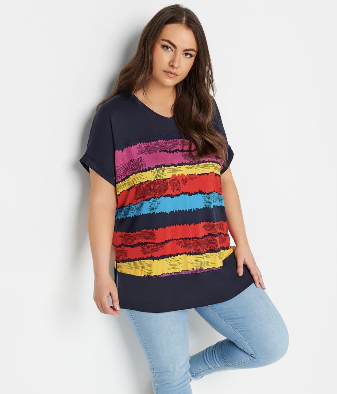 Lacivert renk şeritli tişört