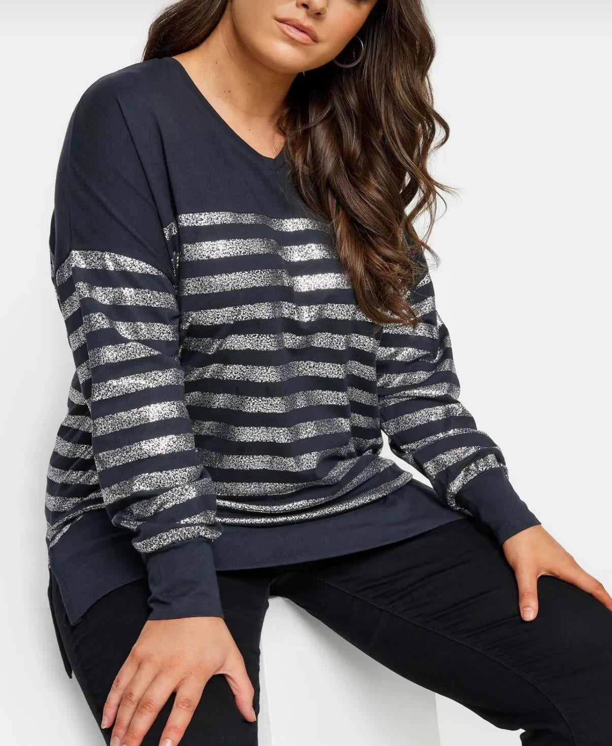 Lacivert sim şeritli bluz 