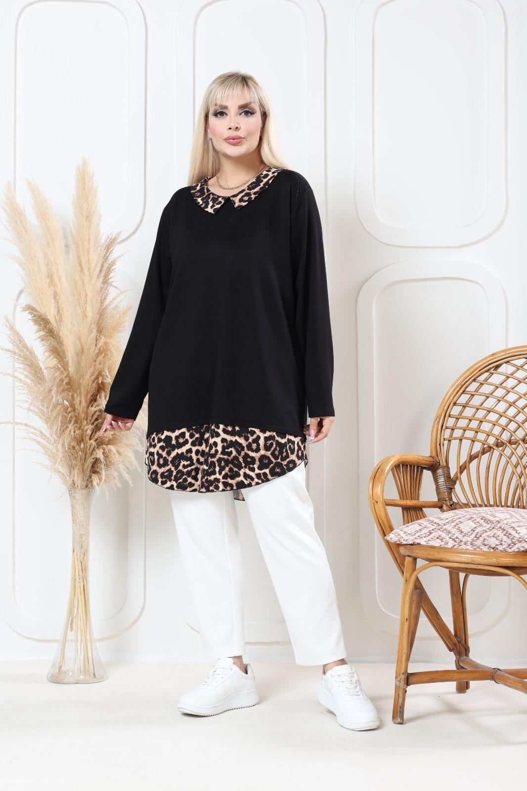 Leoparlı bebe yaka tunik