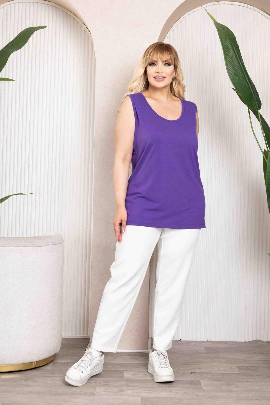 Lila askılı penye bluz 