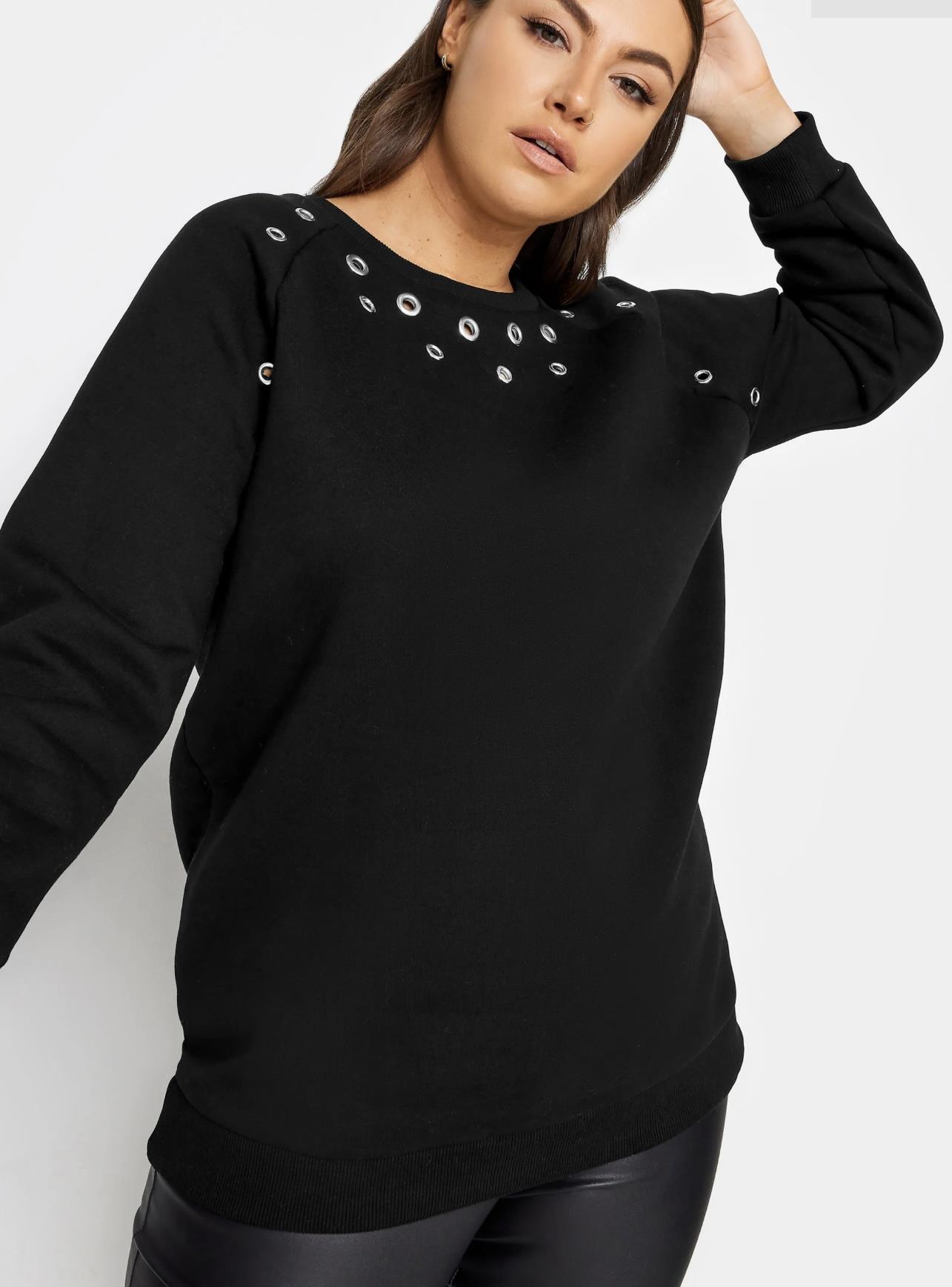 Siyah halka detaylı sweat 