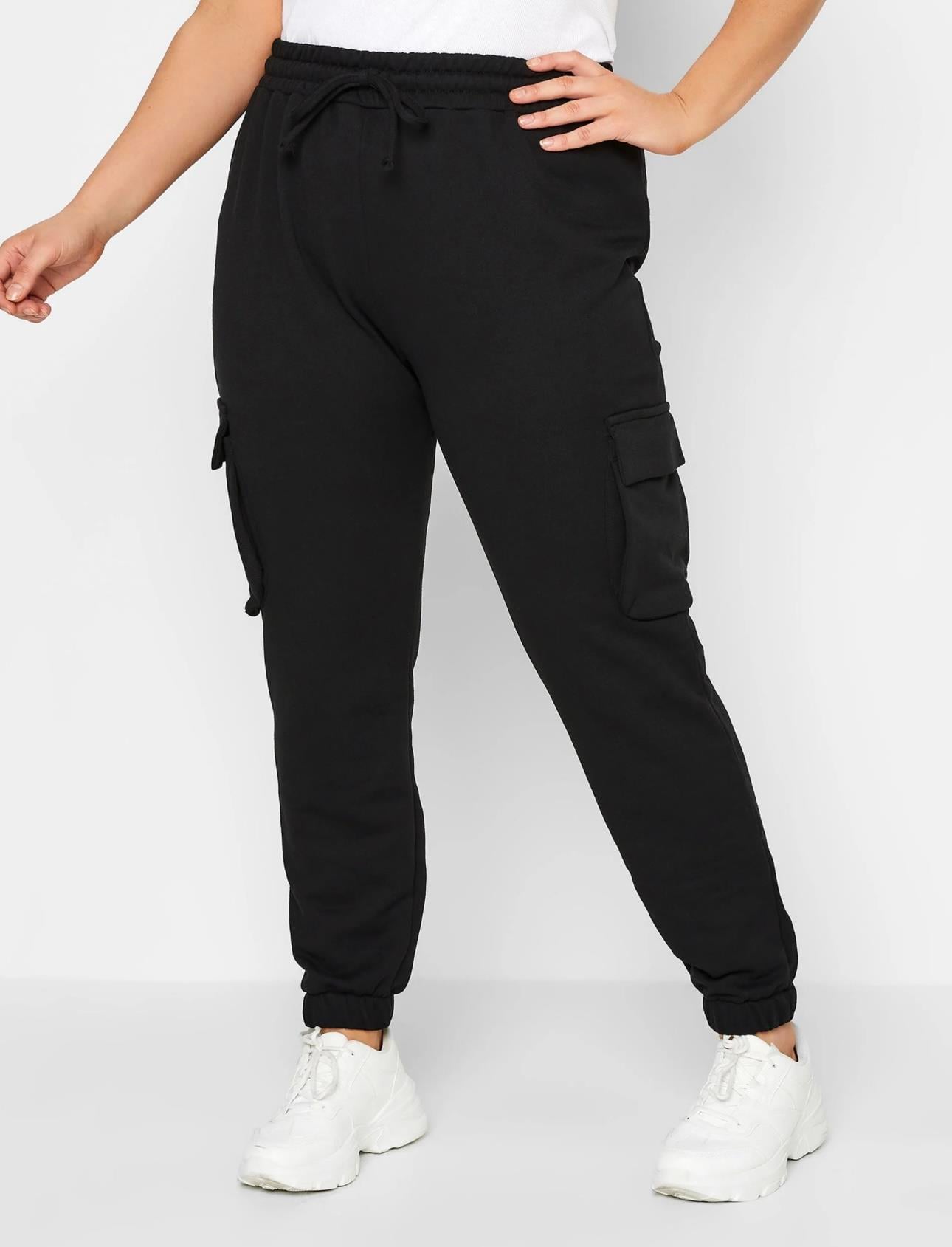 Siyah kargo cepli paçası lastikli eşofman altı 