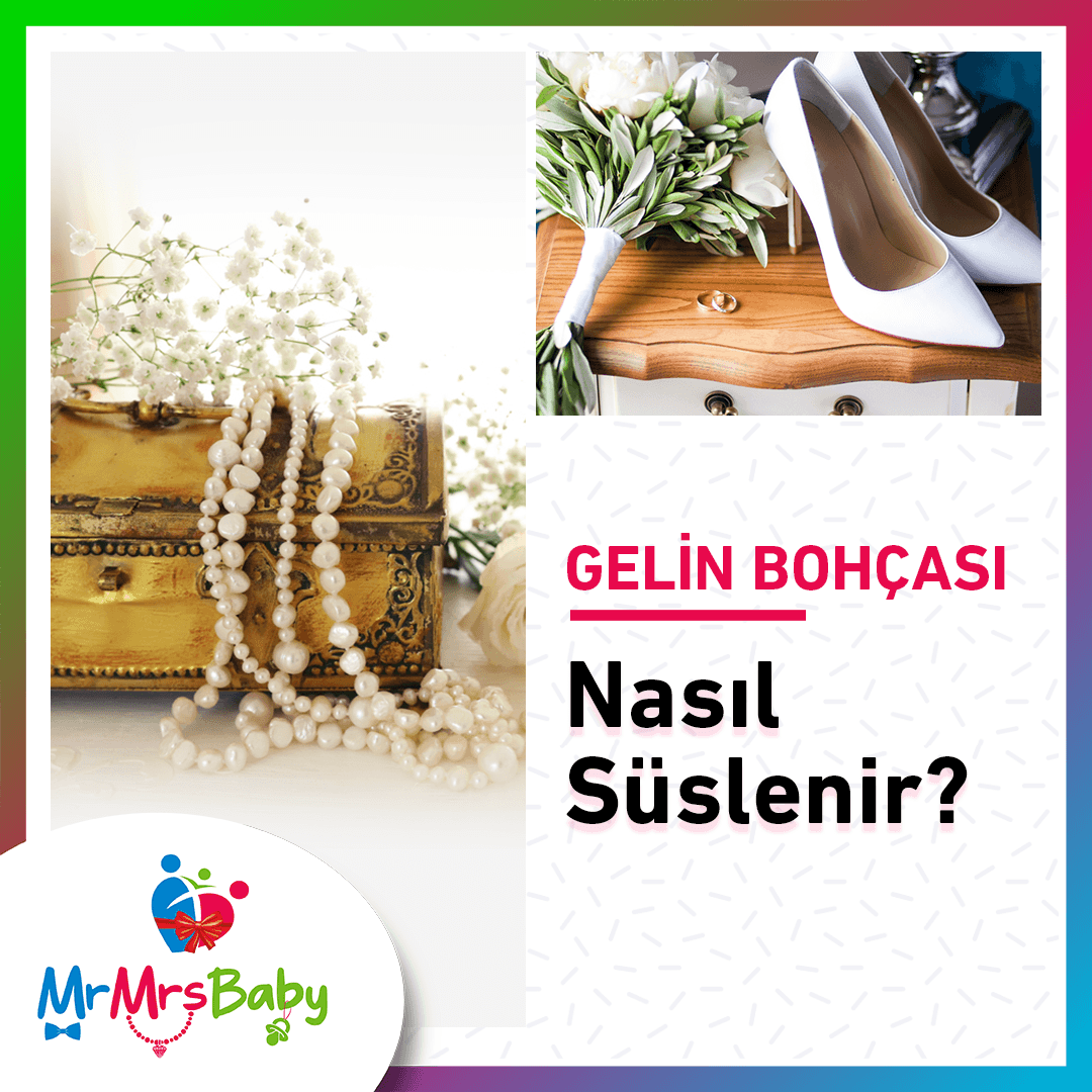 İşlemeli çeyiz sandığı üzerinde somon ve krem renkli büyük fiyonk ile boncuk detaylarından oluşan gelin bohçası süslemesi.