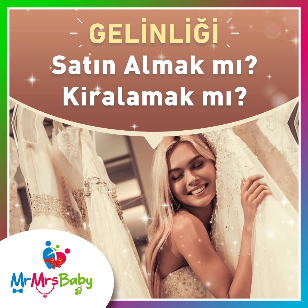 Gelinlik mağazasında işlemeli beyaz gelinlikler arasında duran gelin ve gelinlik kiralamak mı satın almak mı karşılaştırma rehberi