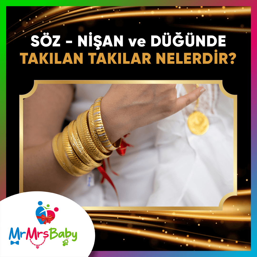 Söz, nişan ve düğünde takılan takılar; gelin için altın bilezikler, kolye, takı seti ve düğün takı geleneği görseli