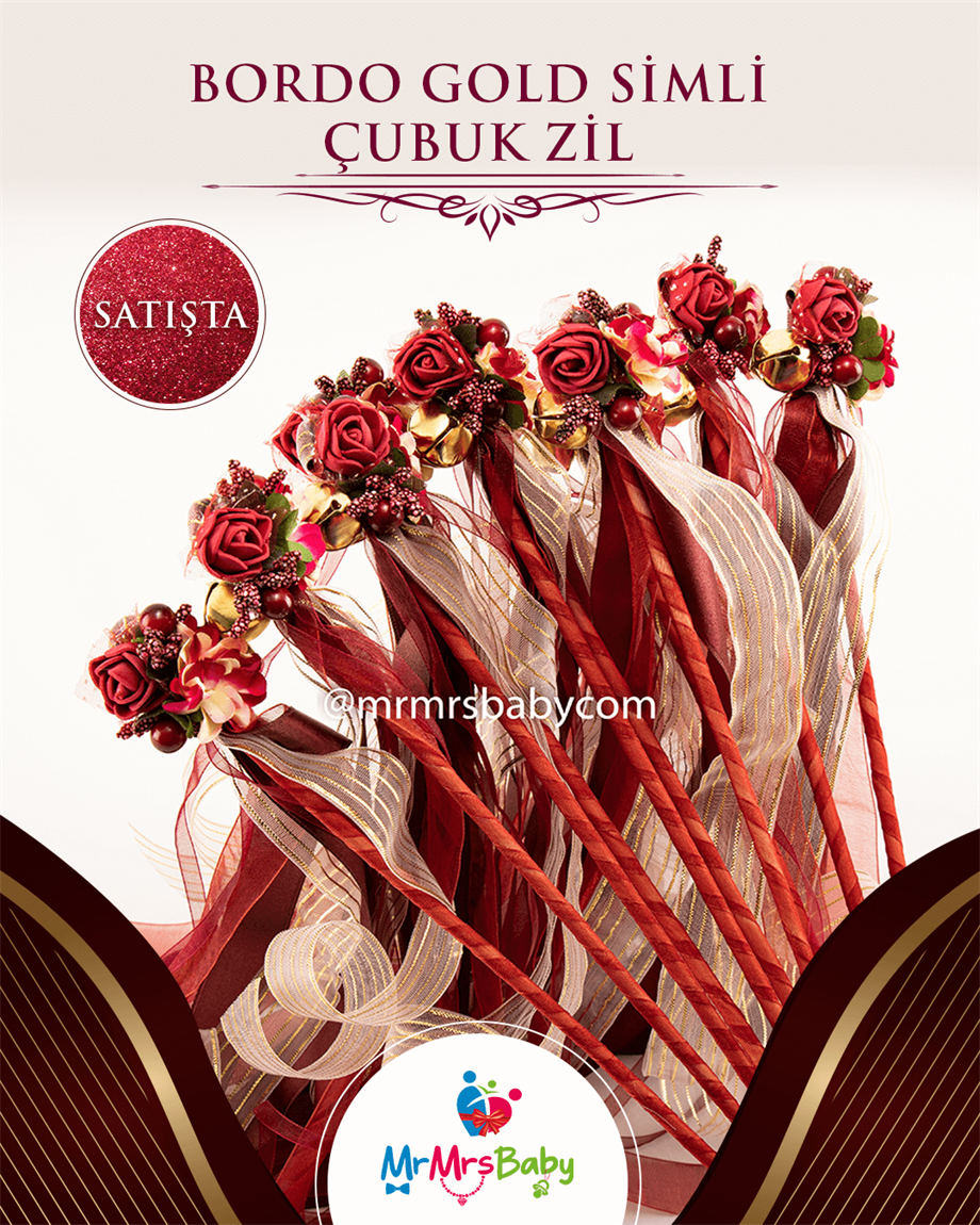Bordo Ciçekli Çubuk Zil