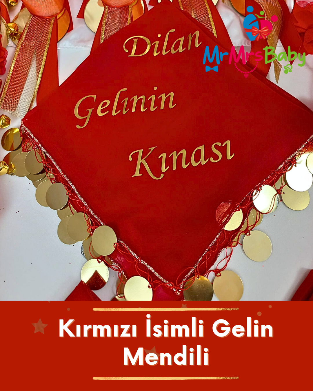 İsimli Gelin Mendili Kırmızı