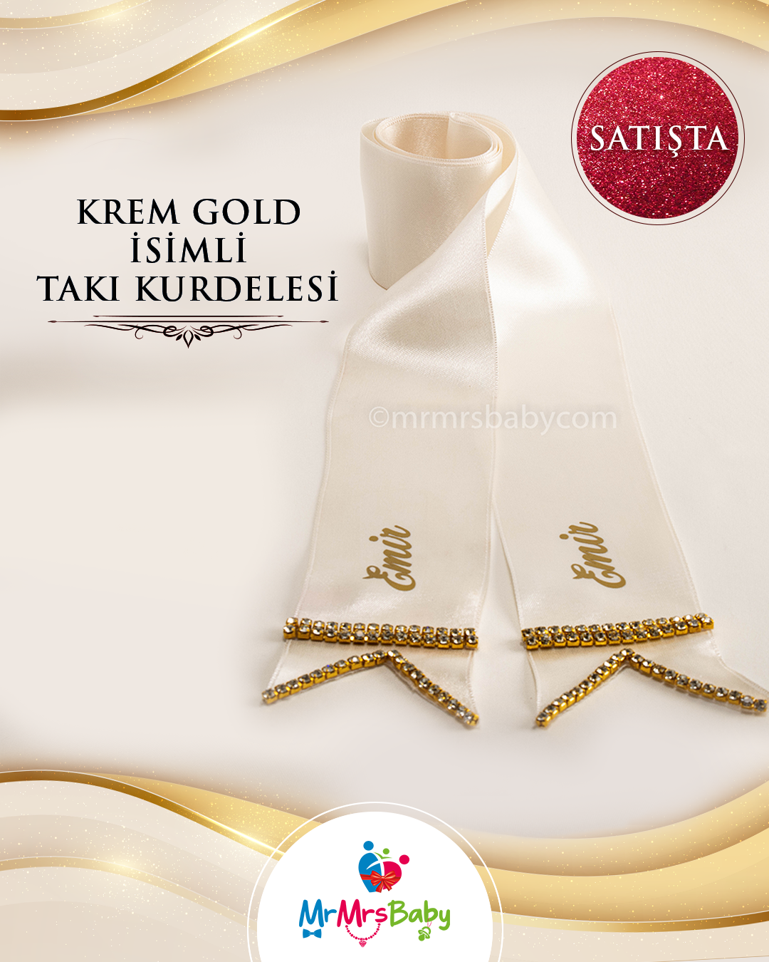 Krem Gold İsimli Takı Kurdelesi