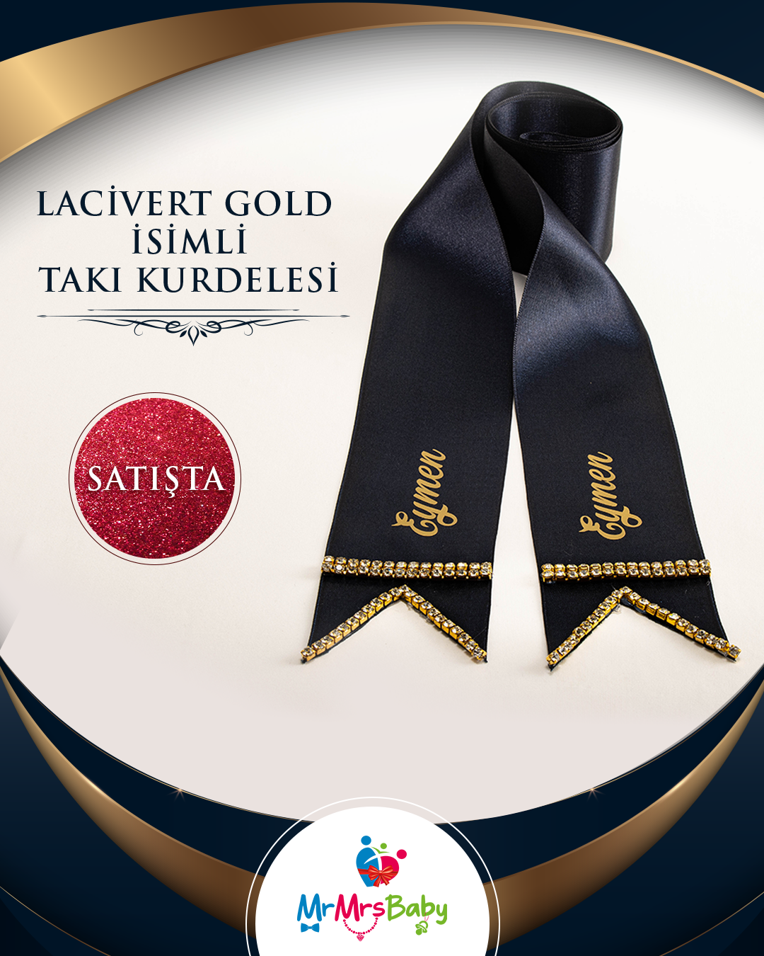 Lacivert Gold İsimli Takı Kurdelesi