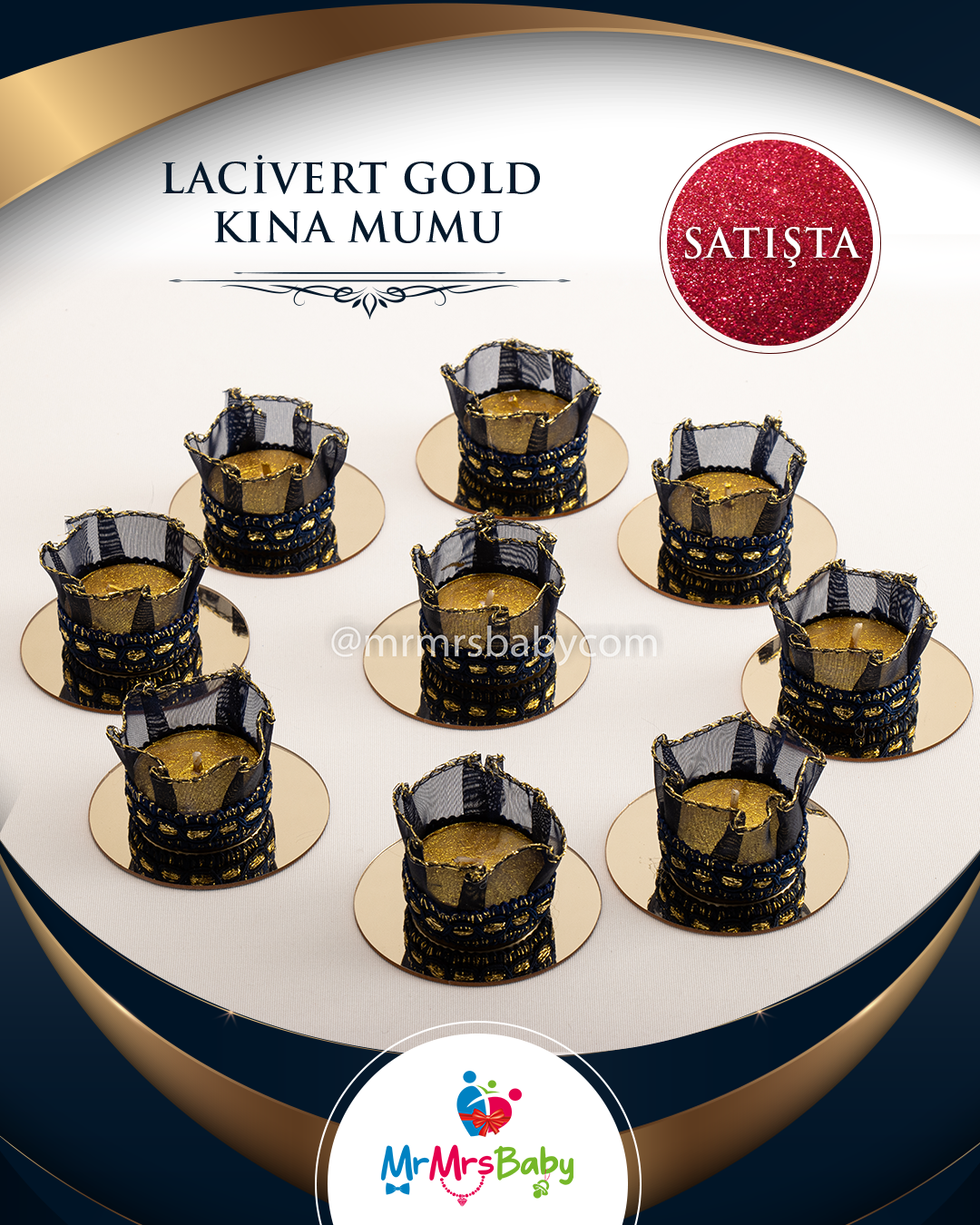 Lacivert Gold Kına Mumu 10 Adet