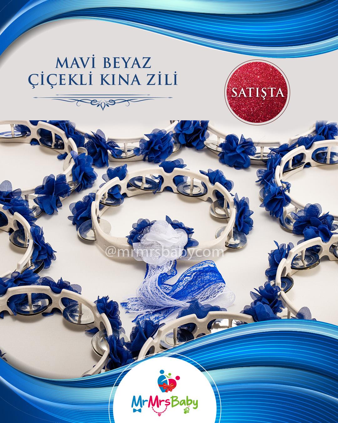 Mavi Beyaz Çiçekli  Nedime Misafir  Tefi