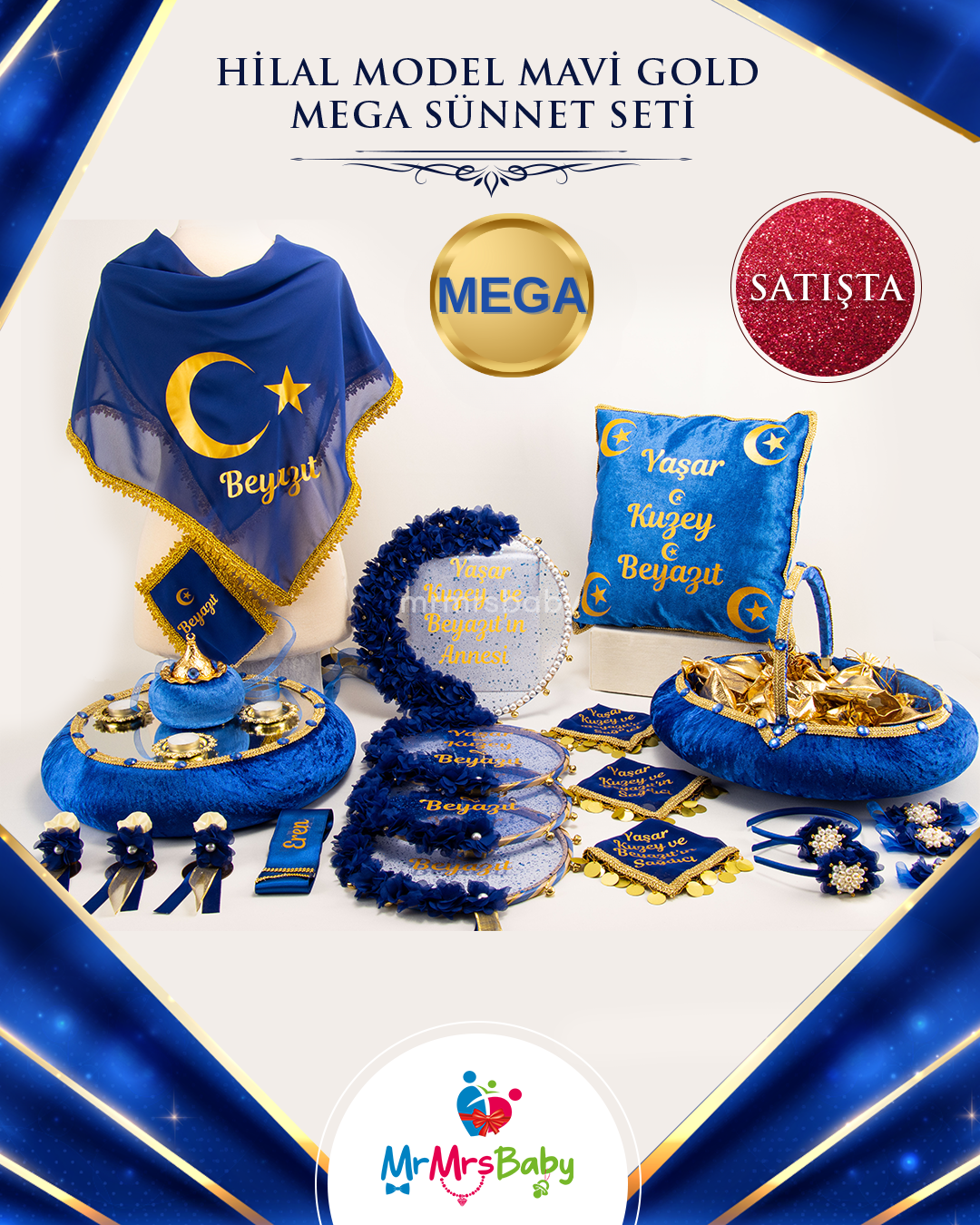 Mavi Gold Mega Hilal Model Sünnet Kına Seti