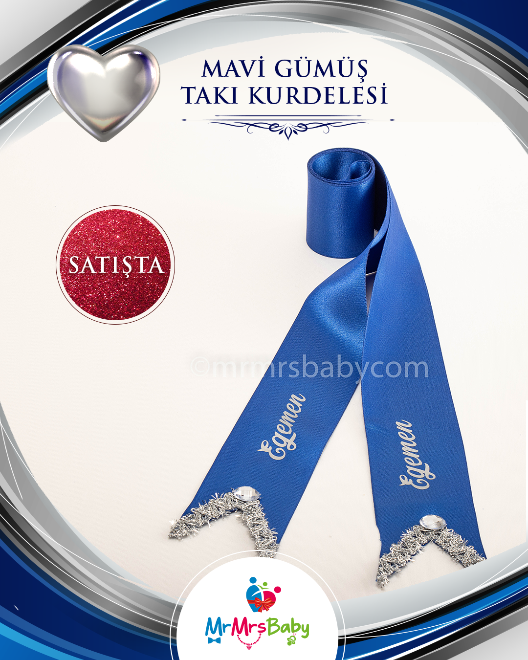 Mavi Gümüş İsimli Takı Kurdelesi