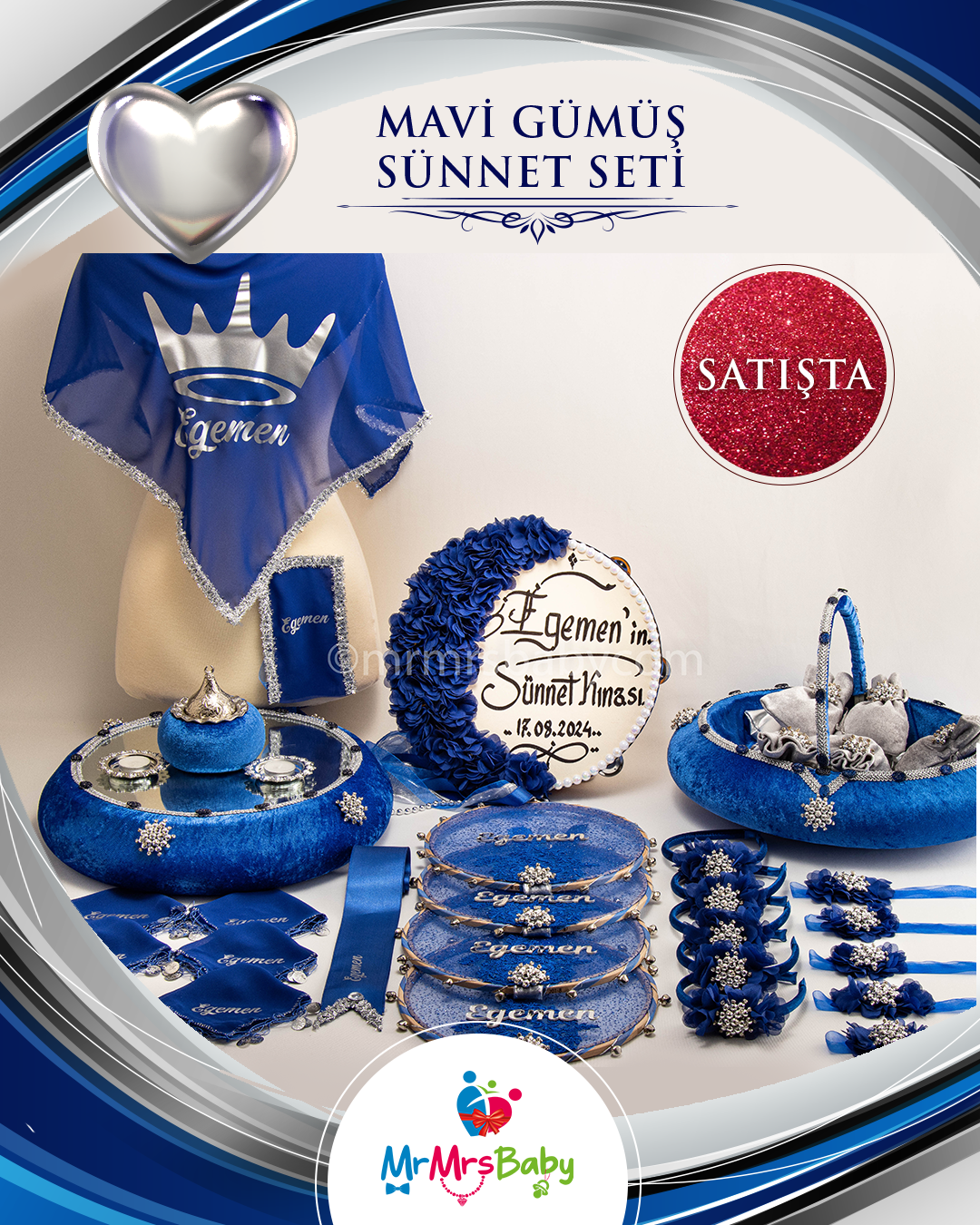 Mavi Gümüş Sünnet Kına Seti
