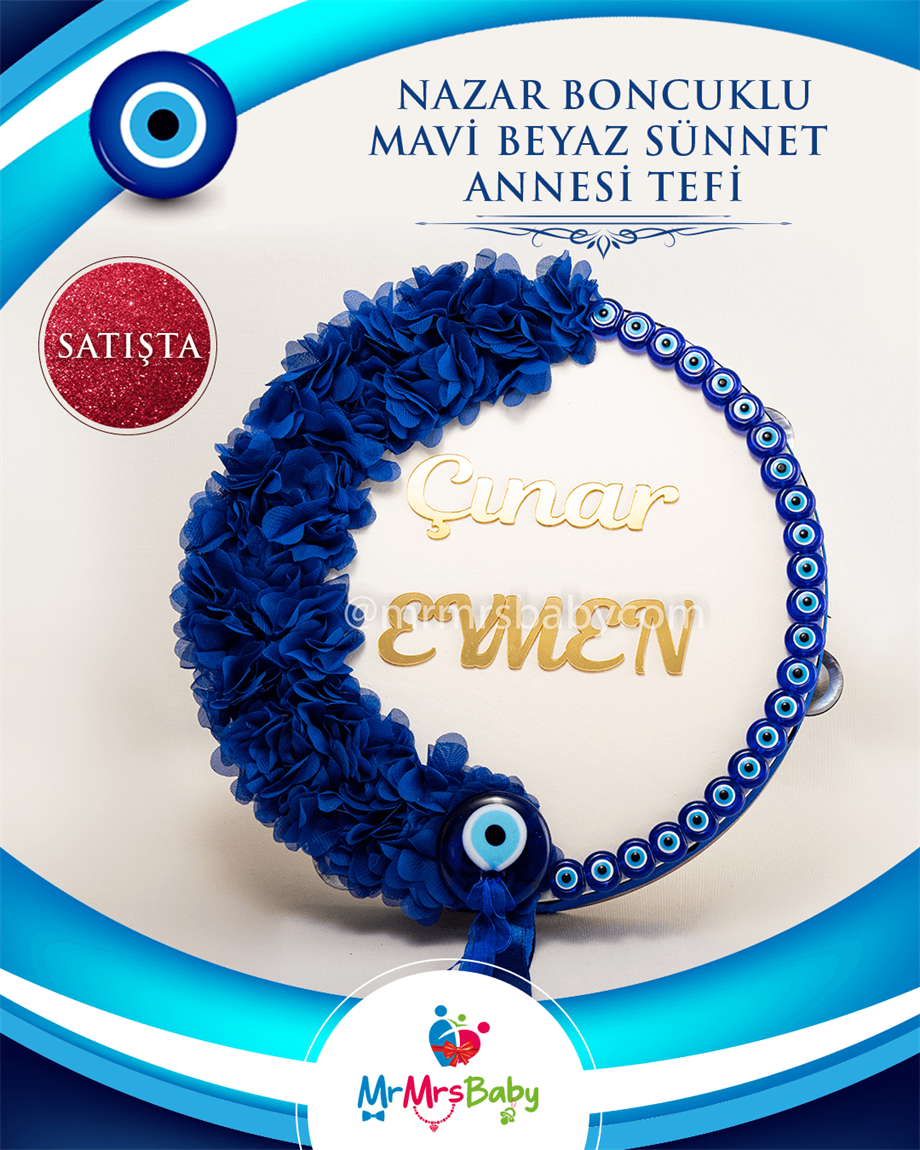 Nazar Boncuklu Mavi Sünnet Anne Tefi