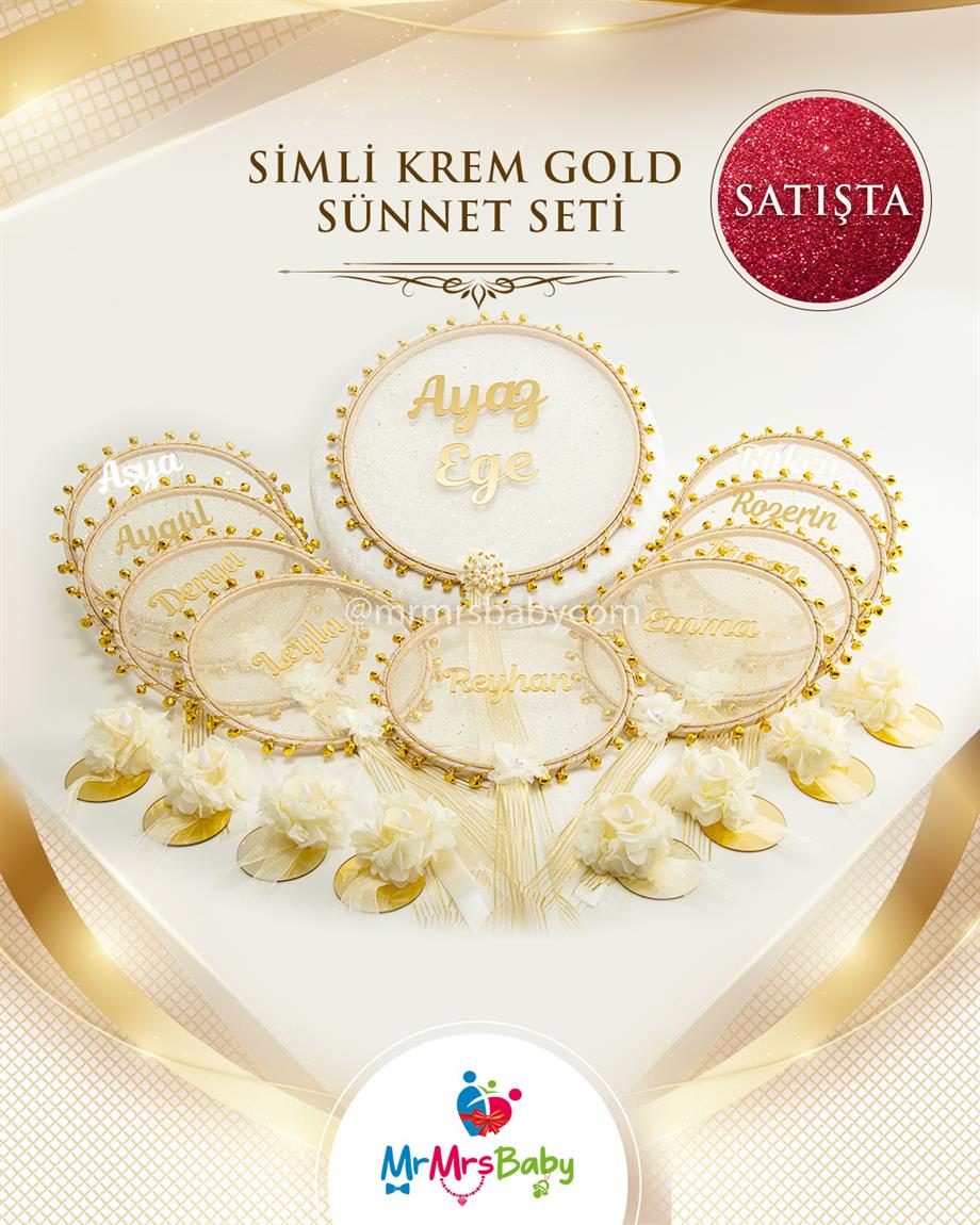 Simli Krem Gold Sünnet  Kına Seti