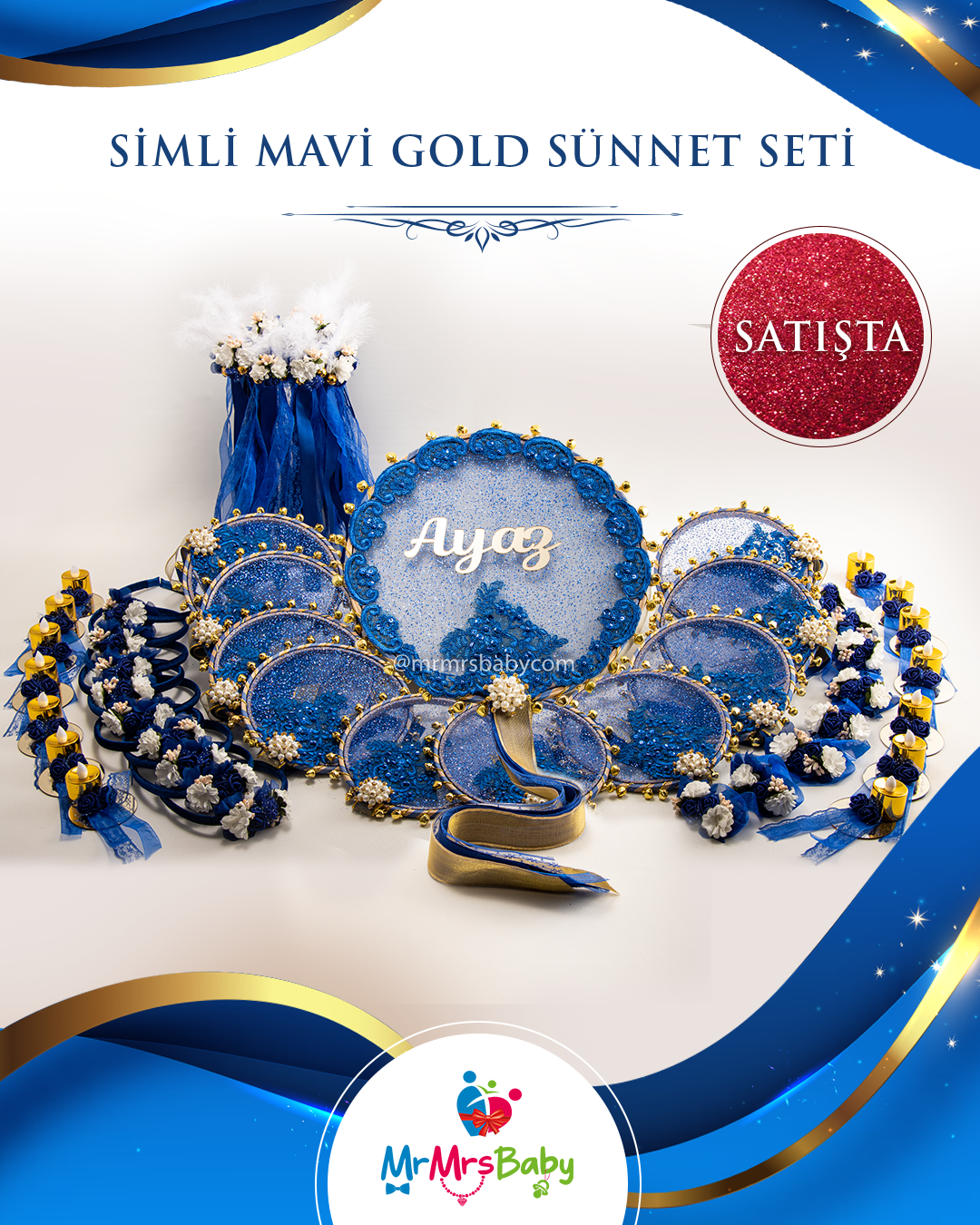 Simli Mavi Gold Sünnet  Kına Seti