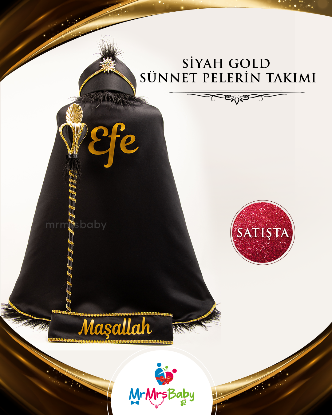 Siyah Gold  Sünnet  Pelerin Takımı